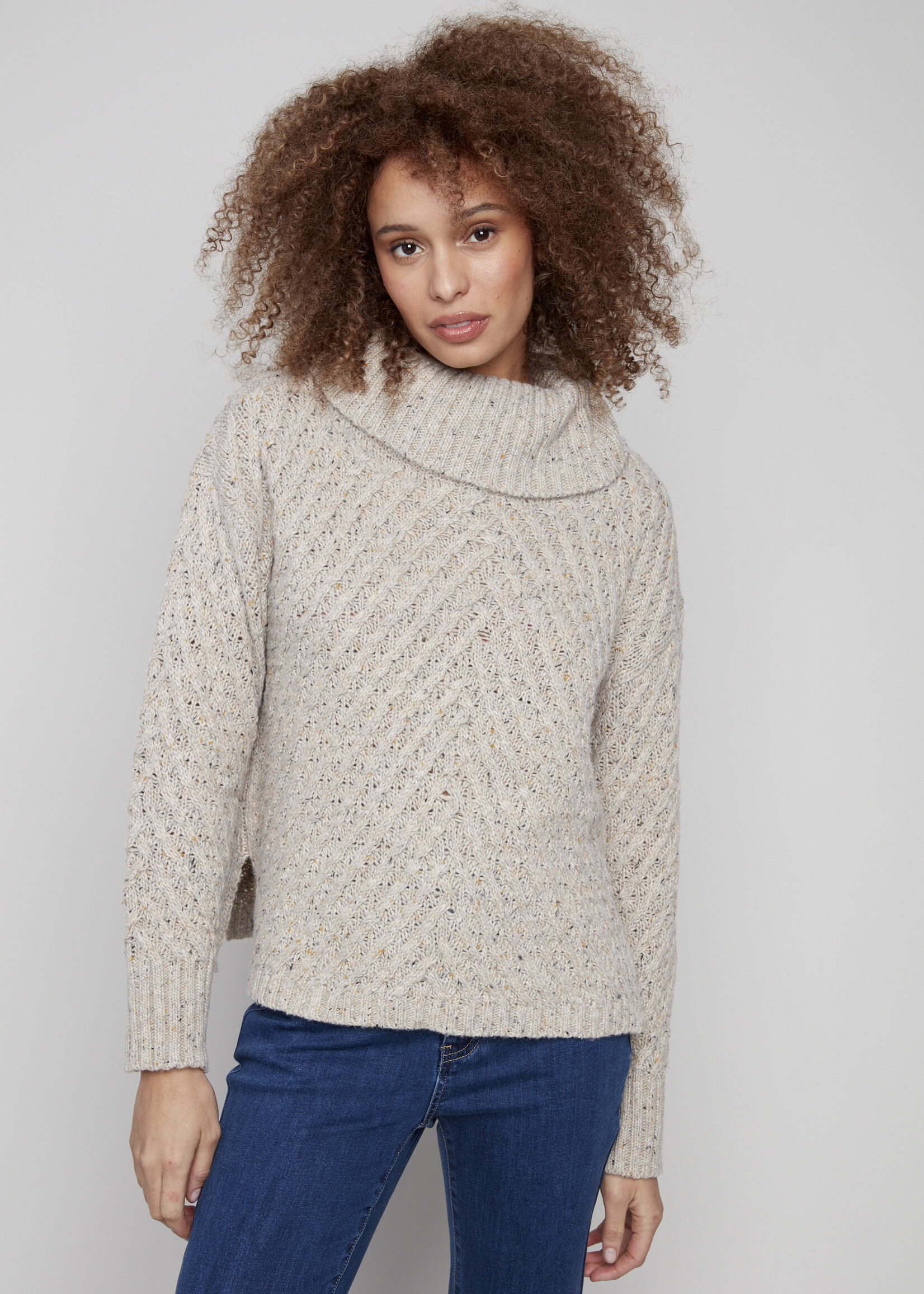 Charlie B Charlie B  Diagonal Cable Cowl Sweater