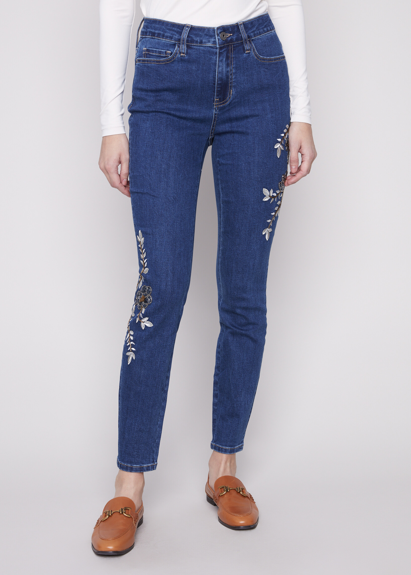 Charlie B Charlie B  Beaded Embroidery Skinny Leg Jeans