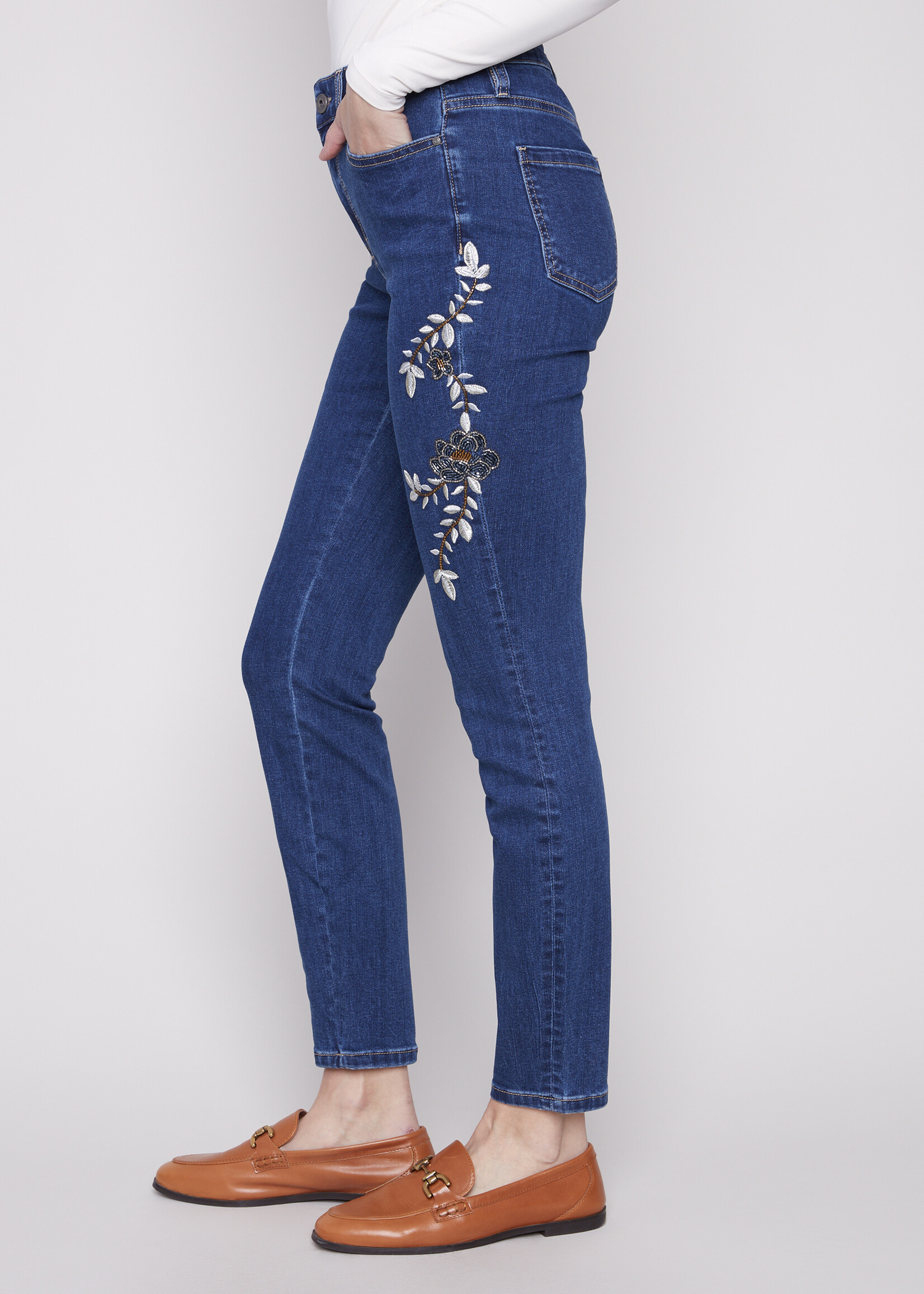 Charlie B Charlie B  Beaded Embroidery Skinny Leg Jeans