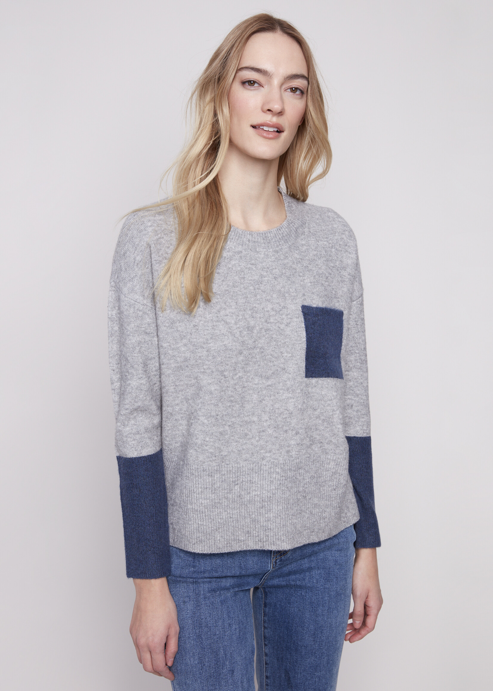 Charlie B Charlie B Contrast Front Pocket Sweater