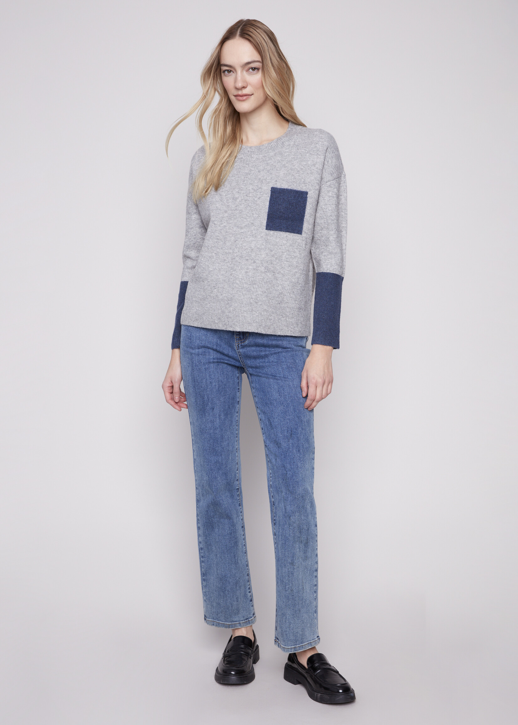 Charlie B Charlie B Contrast Front Pocket Sweater