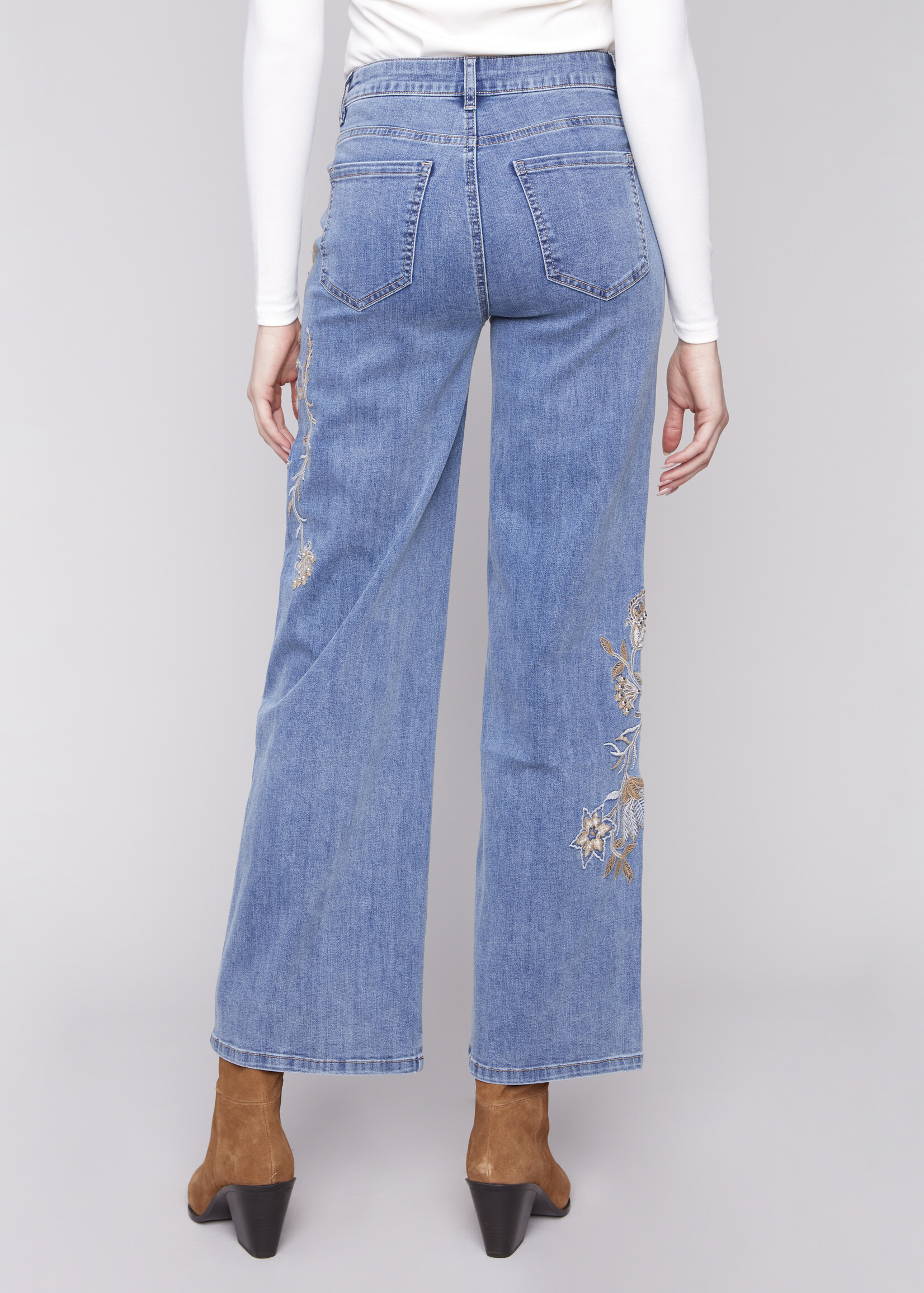 Charlie B Charlie B Flower Sequins Wide Leg Jeans