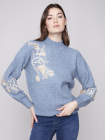 Charlie B Charlie B Mock Neck with Sequin Sweater