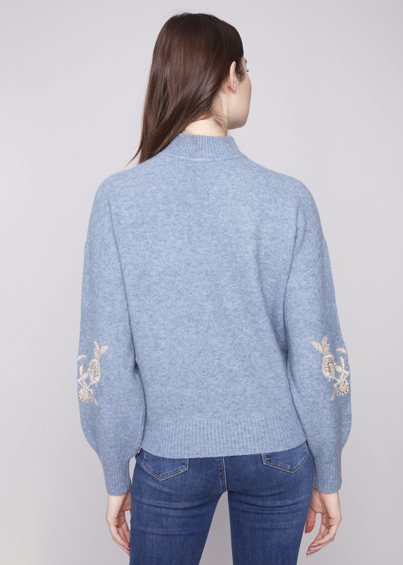 Charlie B Charlie B Mock Neck with Sequin Sweater