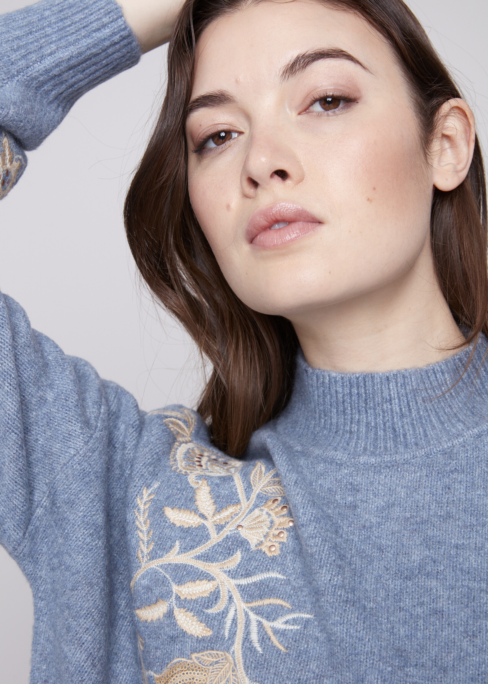 Charlie B Charlie B Mock Neck with Sequin Sweater