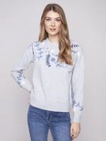 Charlie B Charlie B  Embroidered Flowers Crew Sweater