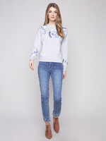 Charlie B Charlie B Embroidered Flowers Crew Sweater