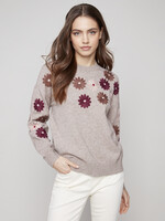Charlie B Charlie B Floral Embroidery Crew Sweater