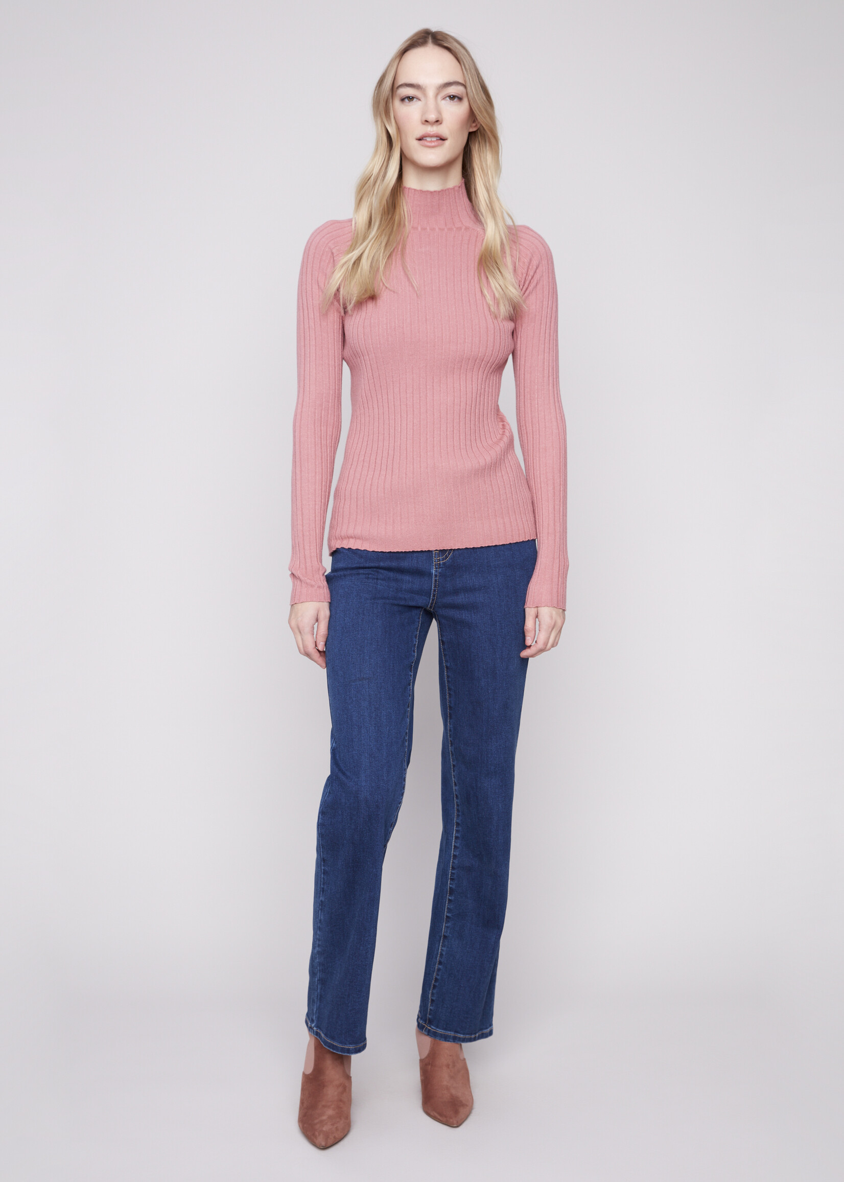 Charlie B Charlie B Ribbed Mock Neck Sweater