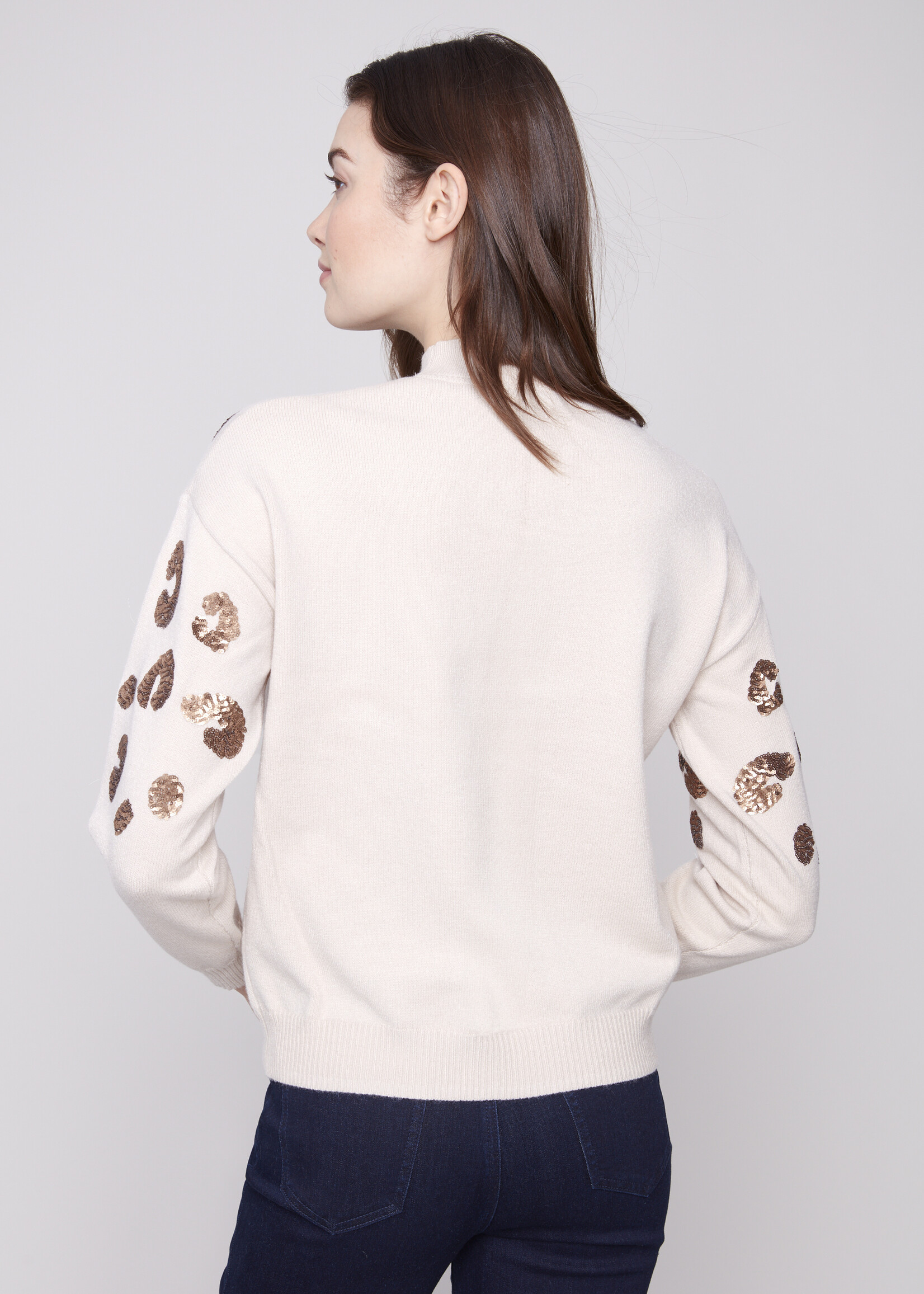 Charlie B Charlie B Animal Sequin Mock Sweater