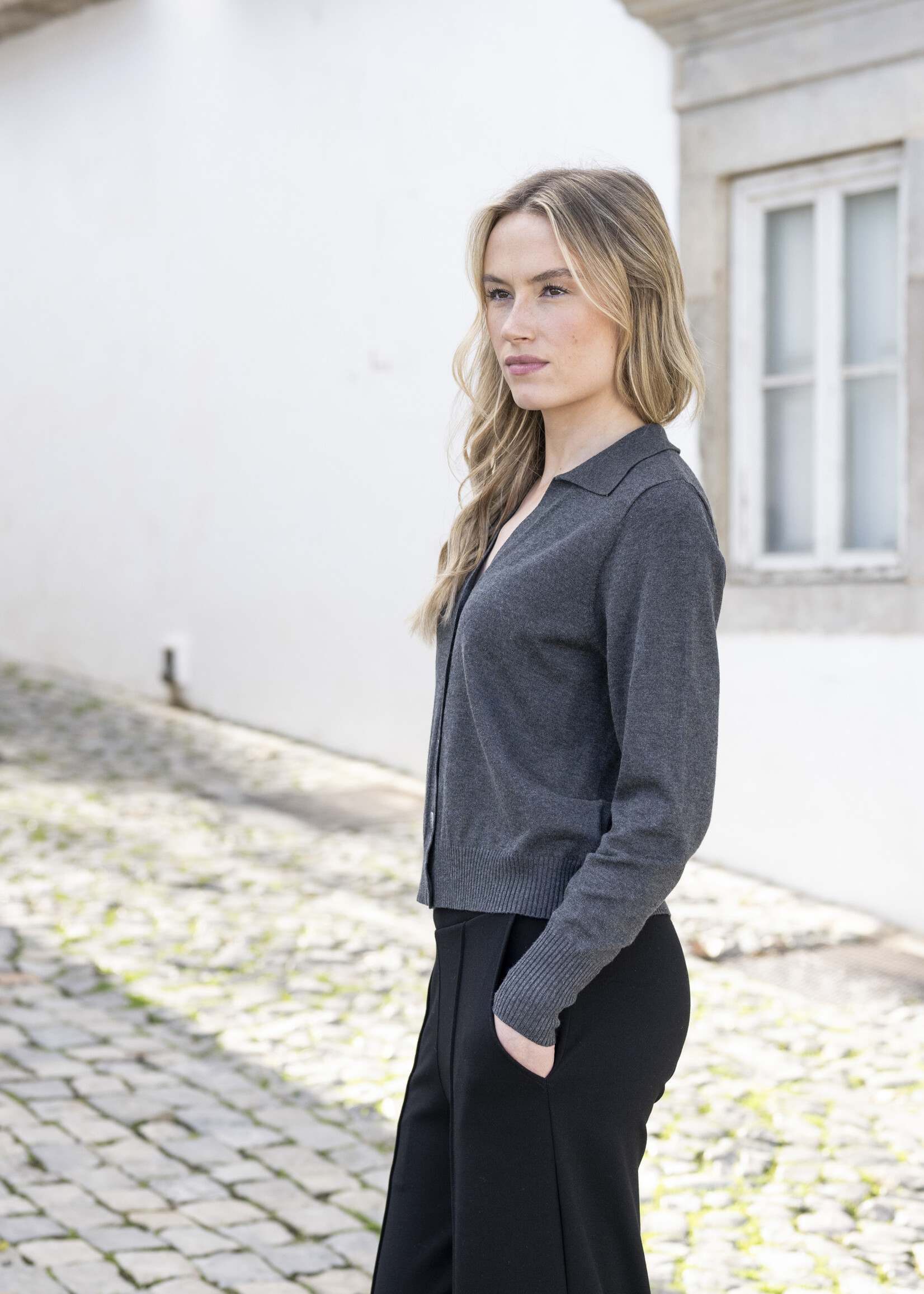 Marble Fashion Designs Marble Button Vneck Cardi