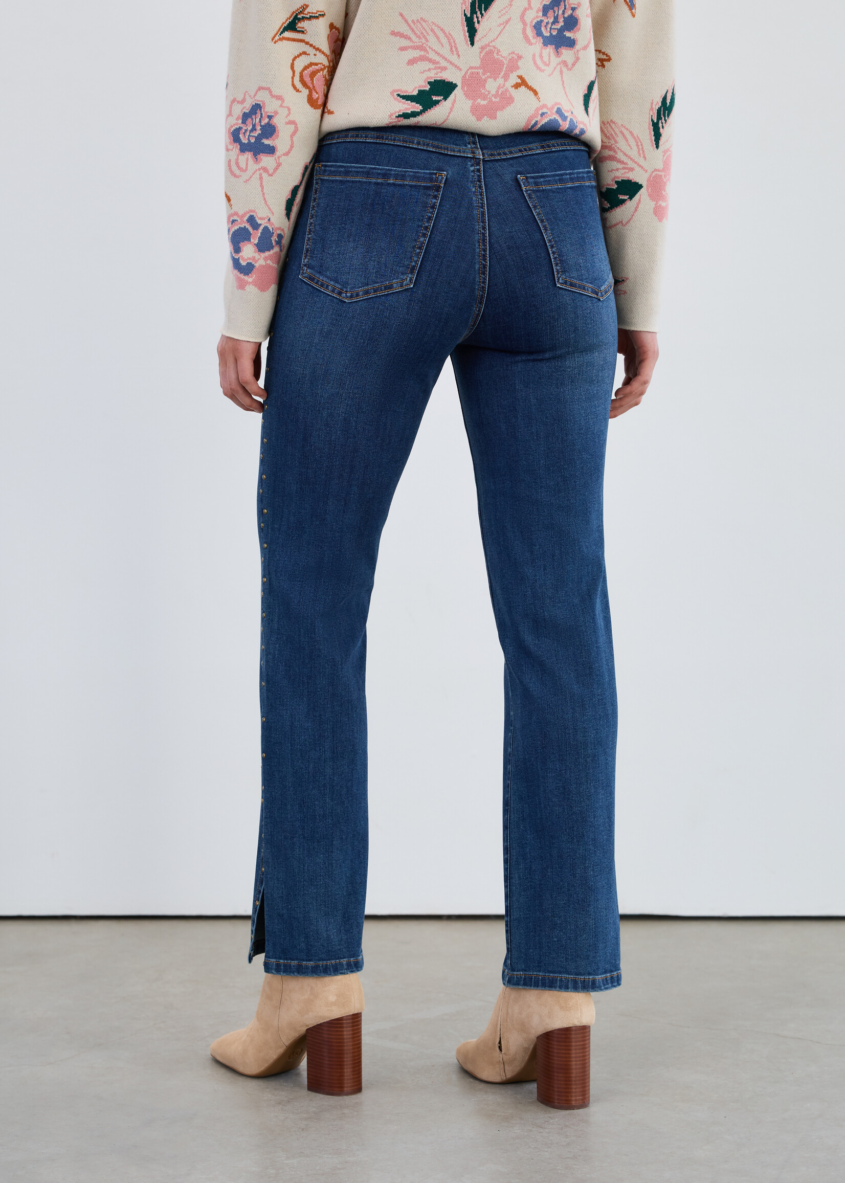 French Dressing Jeans FDJ Pull On Straight Ankle Jean with Studs