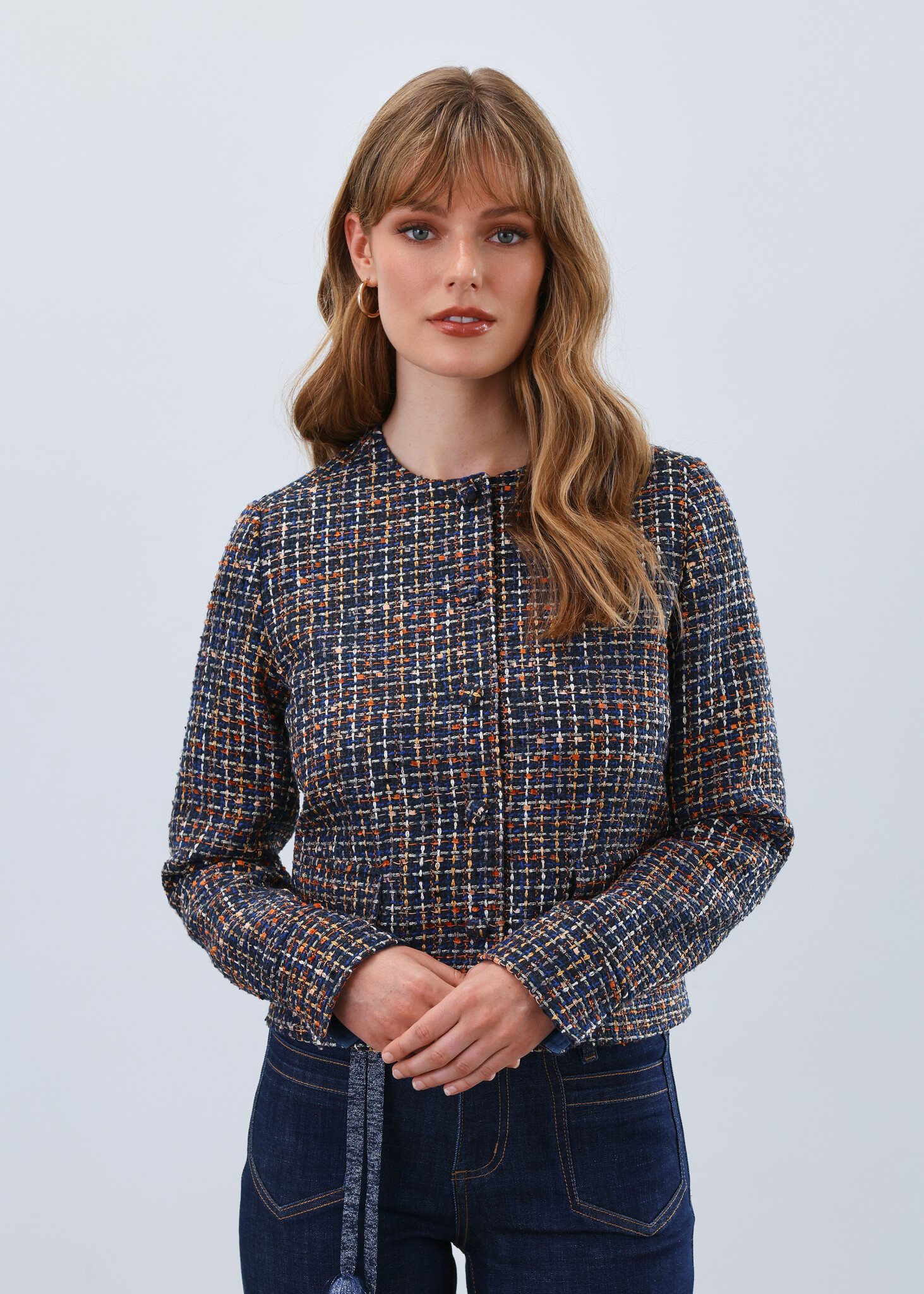 FDJ Tweed Collarless Jacket - KVA Collections