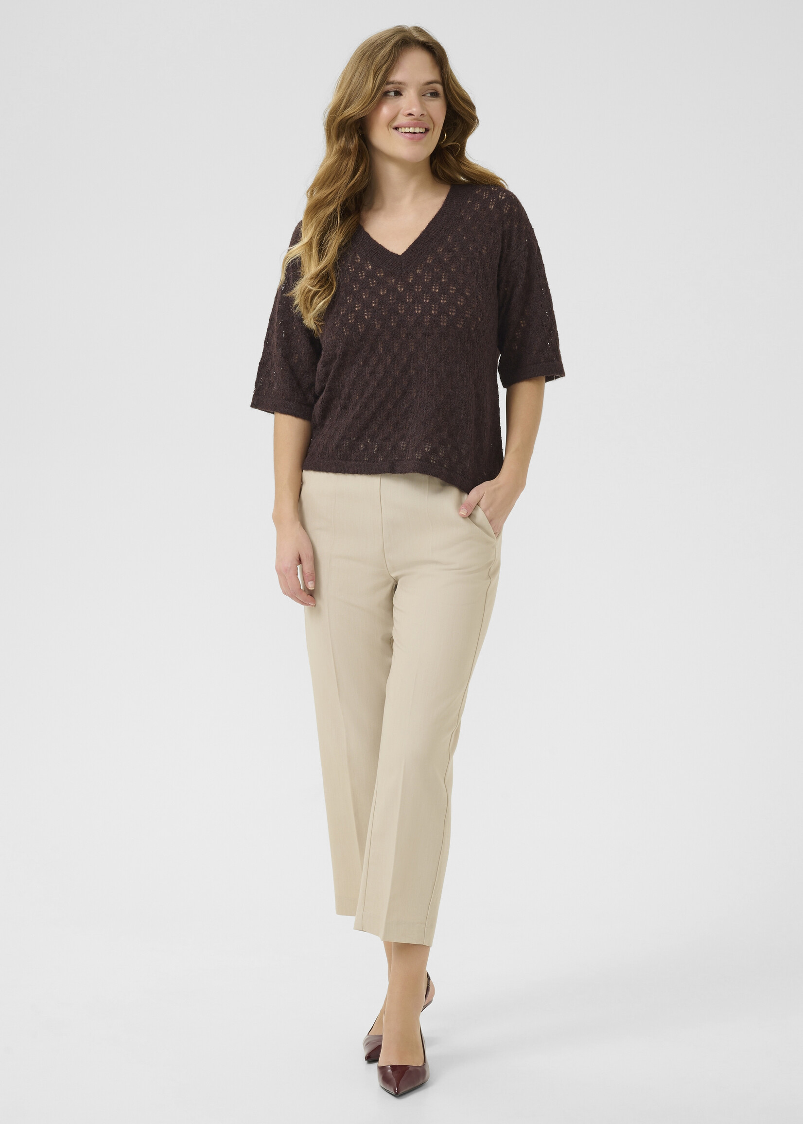 Kaffe Kaffe KAlourine Short Sleeve Vneck Sweater