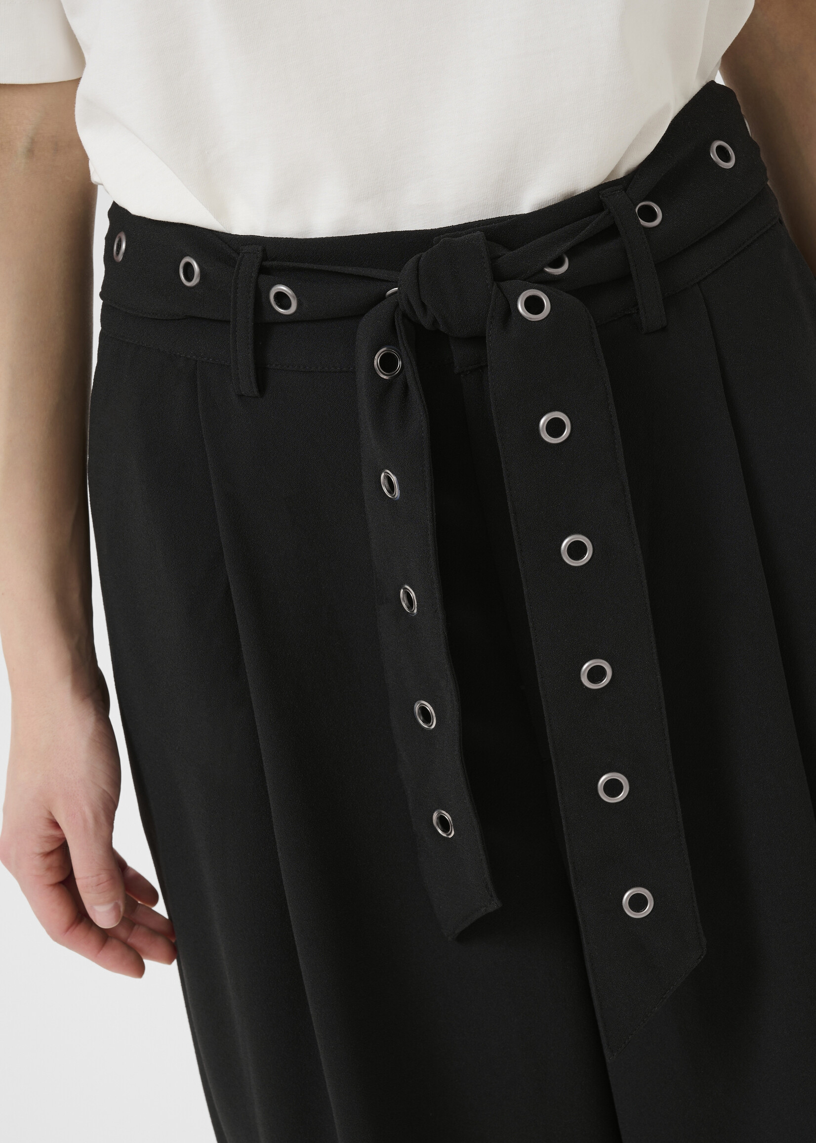 Kaffe Kaffe Lisa Wide Leg Grommet Belted Pant