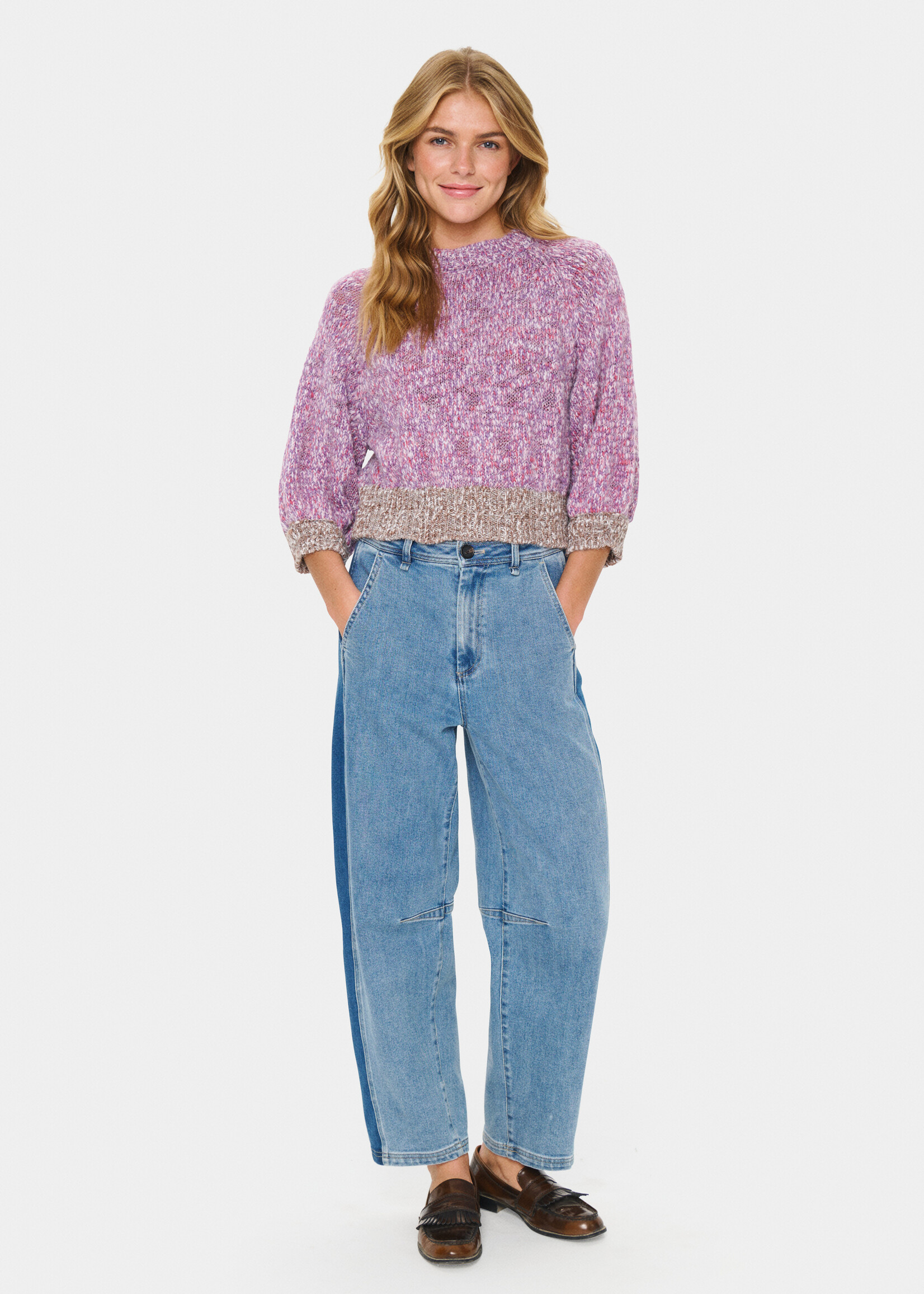 Saint Tropez Saint Tropez MyleneSZ 3/4 Sleeve Crew Sweater