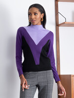 Alison Sheri Alison Sheri Chevron Mock Neck Sweater