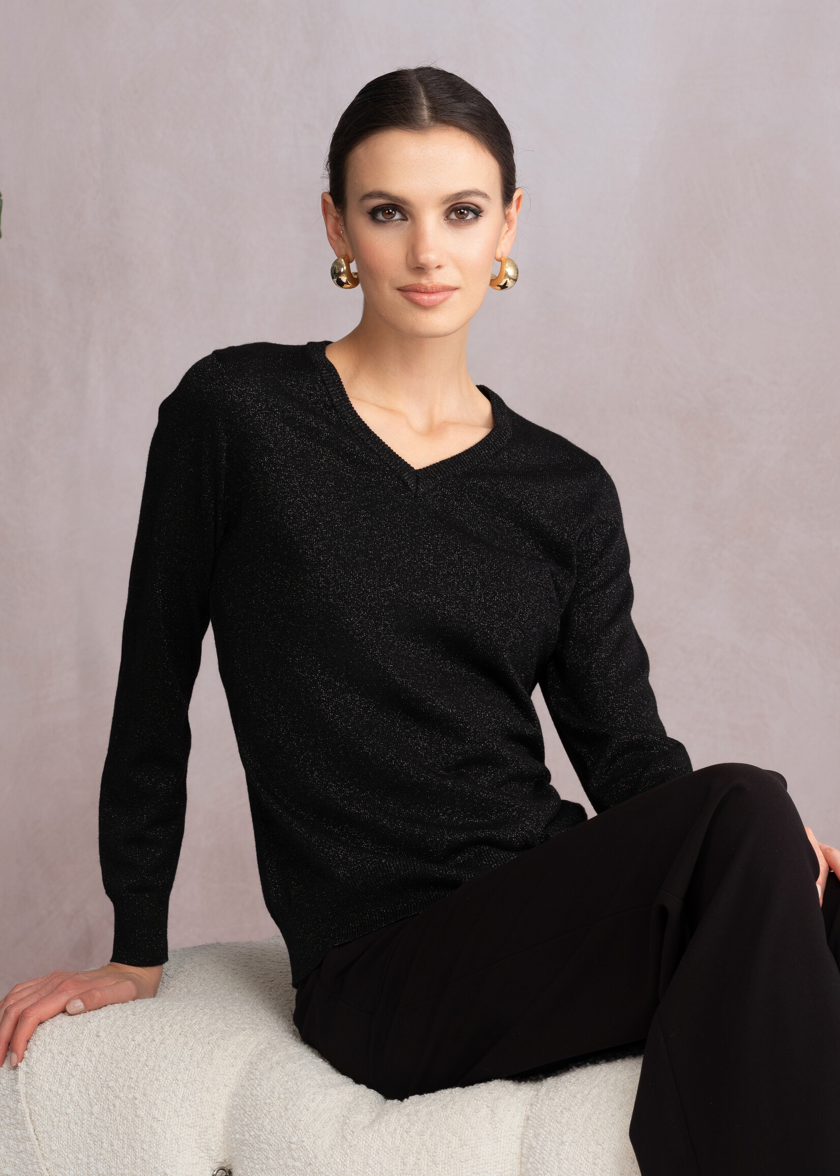 Alison Sheri Alison Sheri Vneck Sparkle Sweater