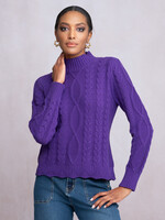 Alison Sheri Alison Sheri Cable Mock Neck Sweater