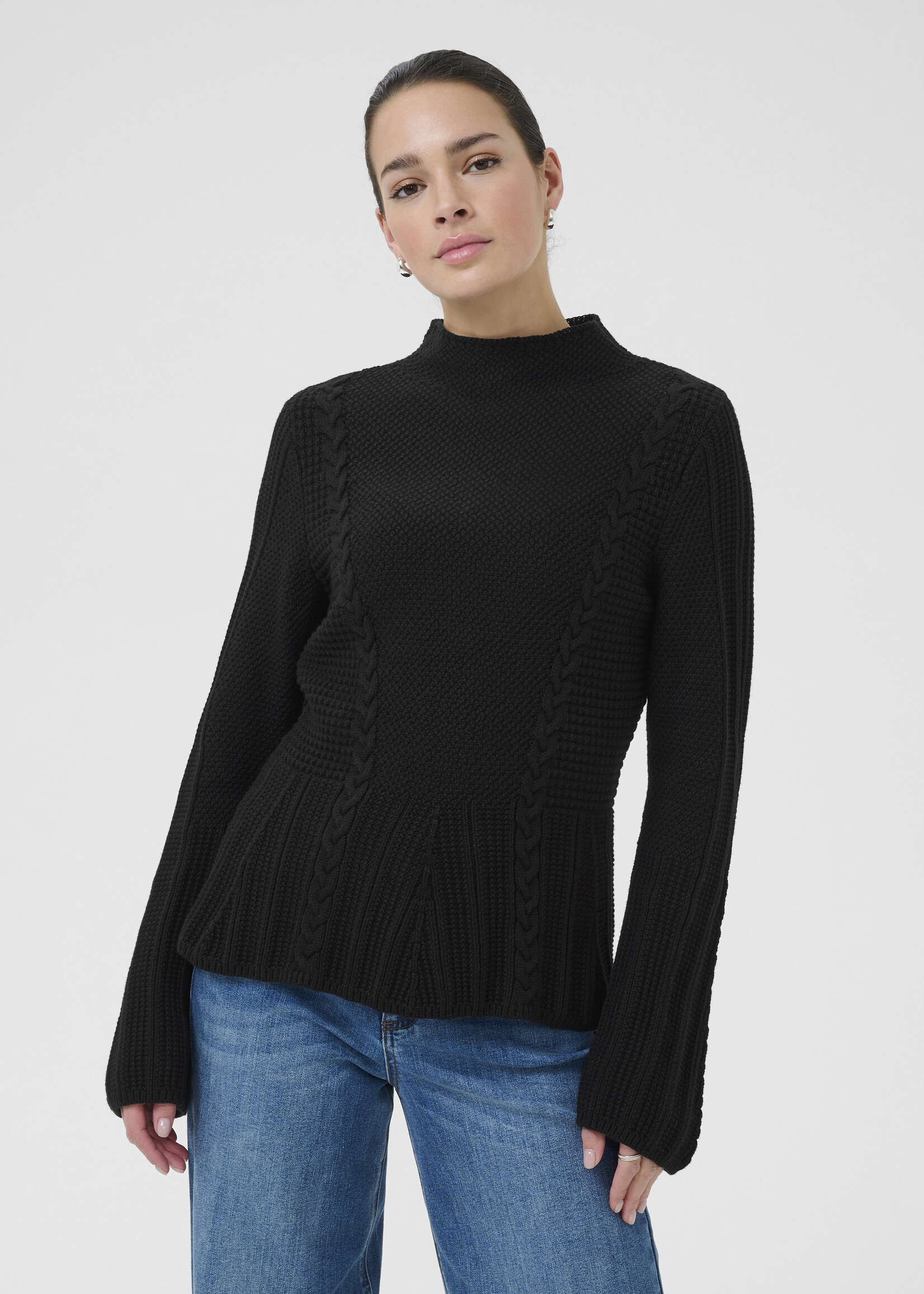 Kaffe Kaffe Doiria Cable Mock Neck Sweater