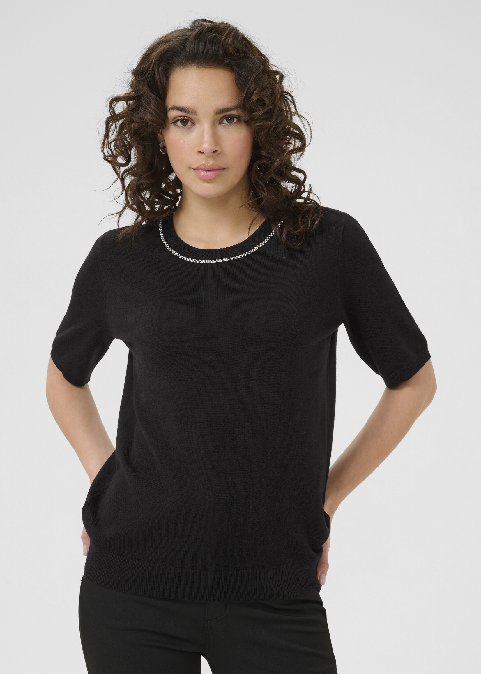 Kaffe Kaffe KAcarly Jewelled Neckline Sweater