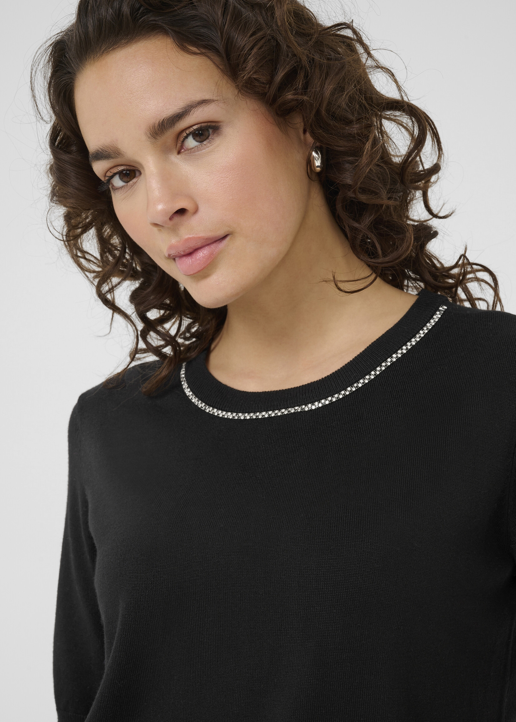 Kaffe Kaffe KAcarly Jewelled Neckline Sweater