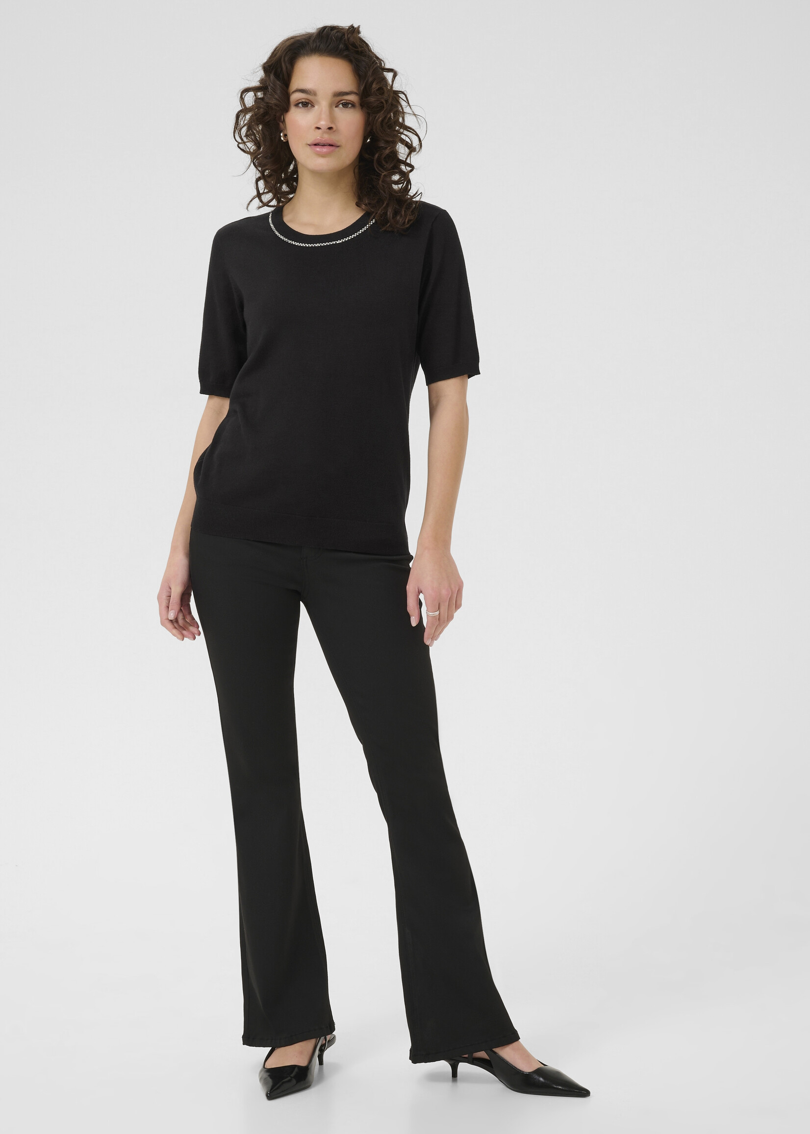 Kaffe Kaffe KAcarly Jewelled Neckline Sweater