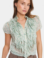 Saint Tropez Saint Tropez  LiijaSZ Cap Slv Ruffle Front Blouse