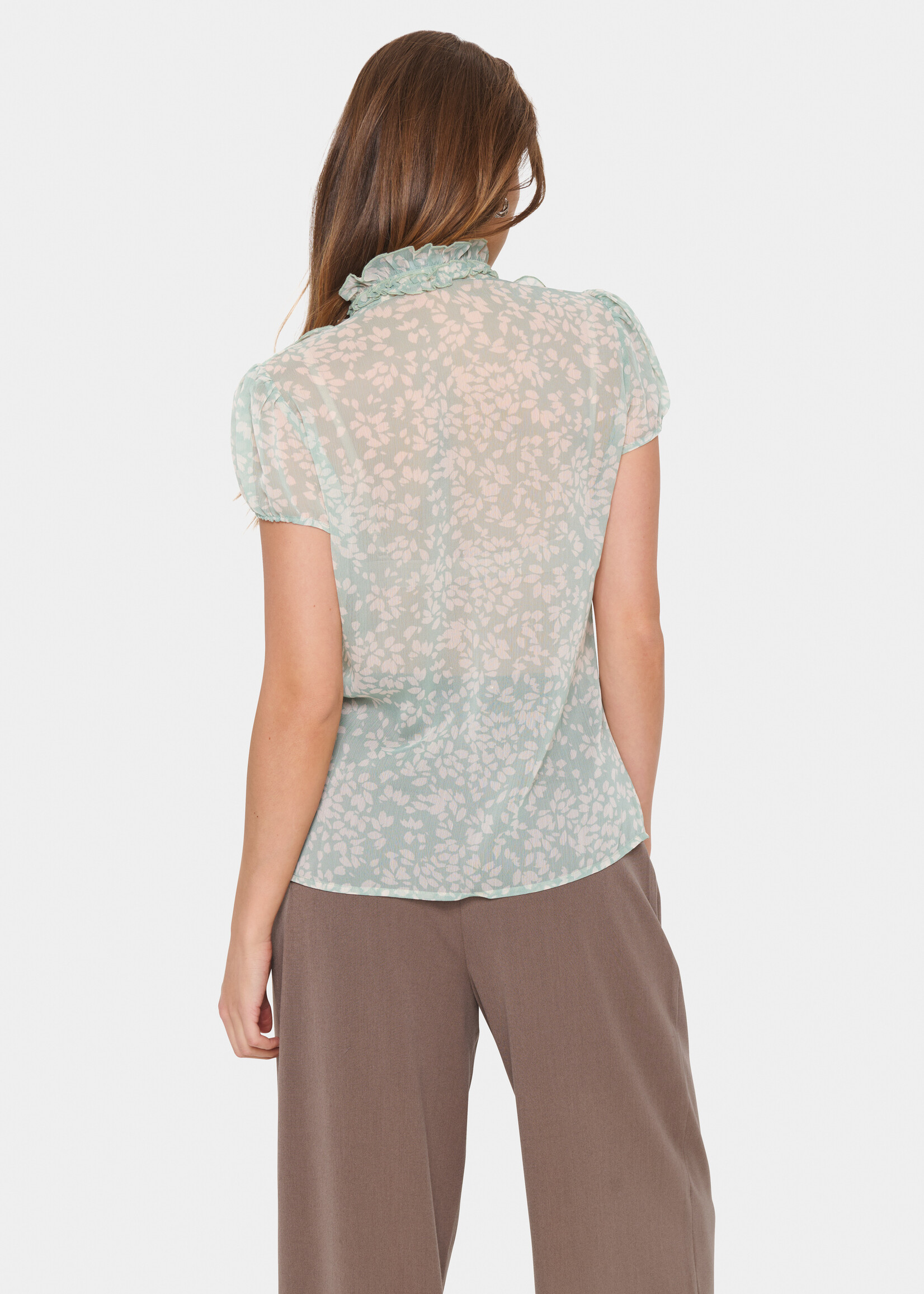 Saint Tropez Saint Tropez  LiijaSZ Cap Slv Ruffle Front Blouse