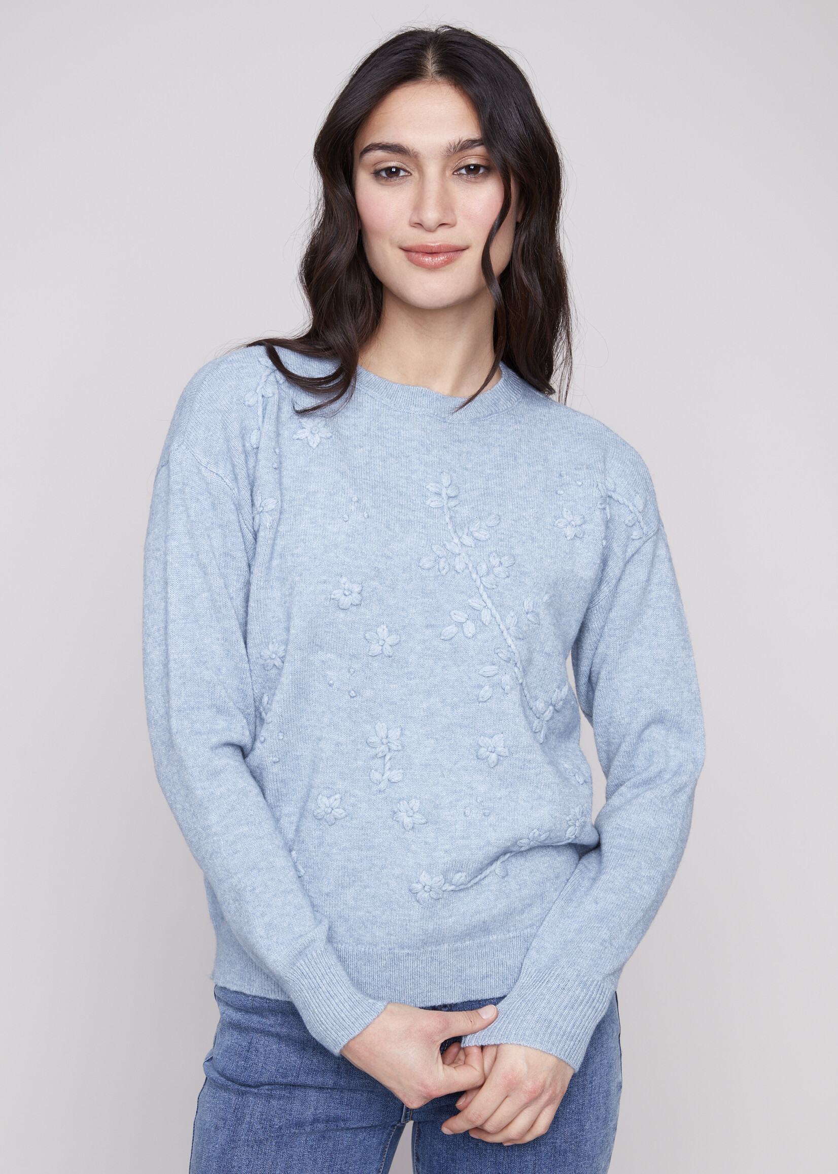 Charlie B Charlie B  Tonal Embroidery Crew Sweater