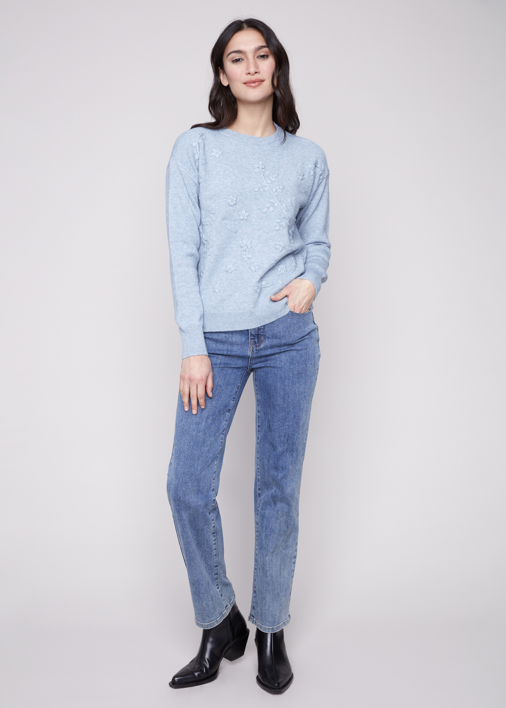 Charlie B Charlie B  Tonal Embroidery Crew Sweater