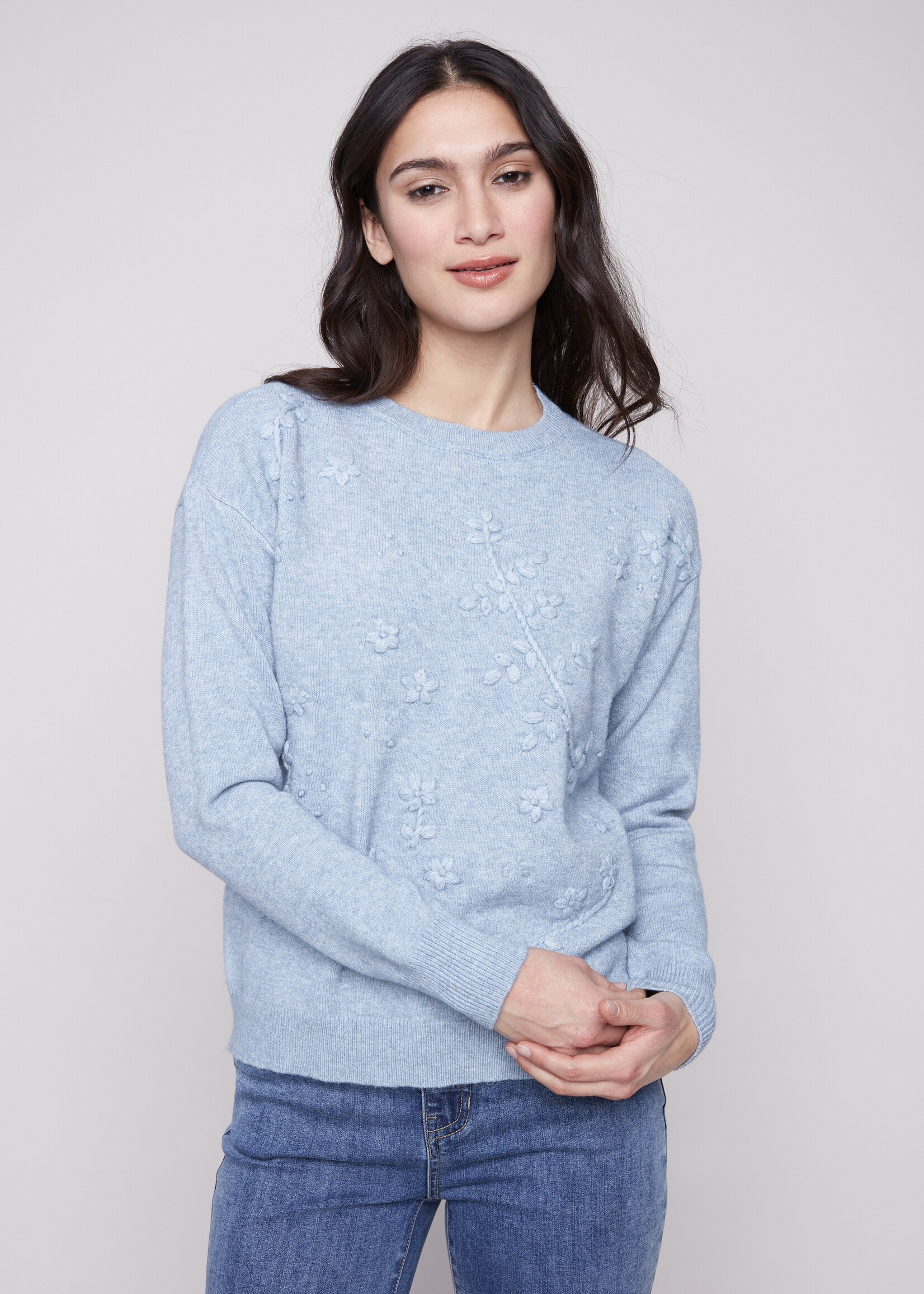 Charlie B Charlie B  Tonal Embroidery Crew Sweater