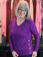 Alison Sheri Alison Sheri Vneck Side Button Detail Sweater