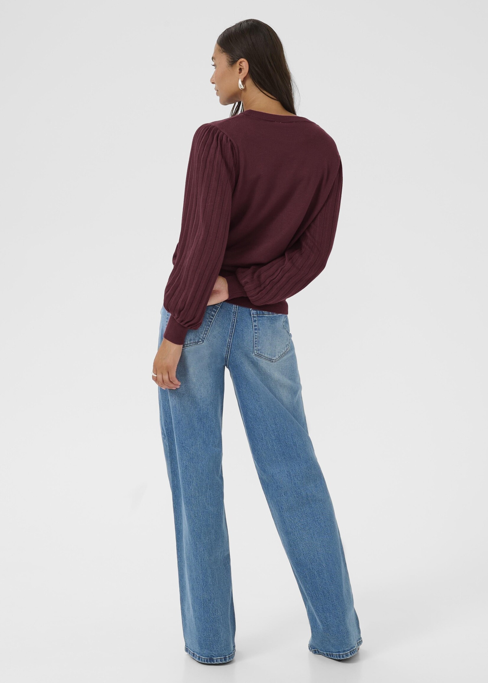 Kaffe Kaffe Alone Pleated Sleeve Crew Sweater