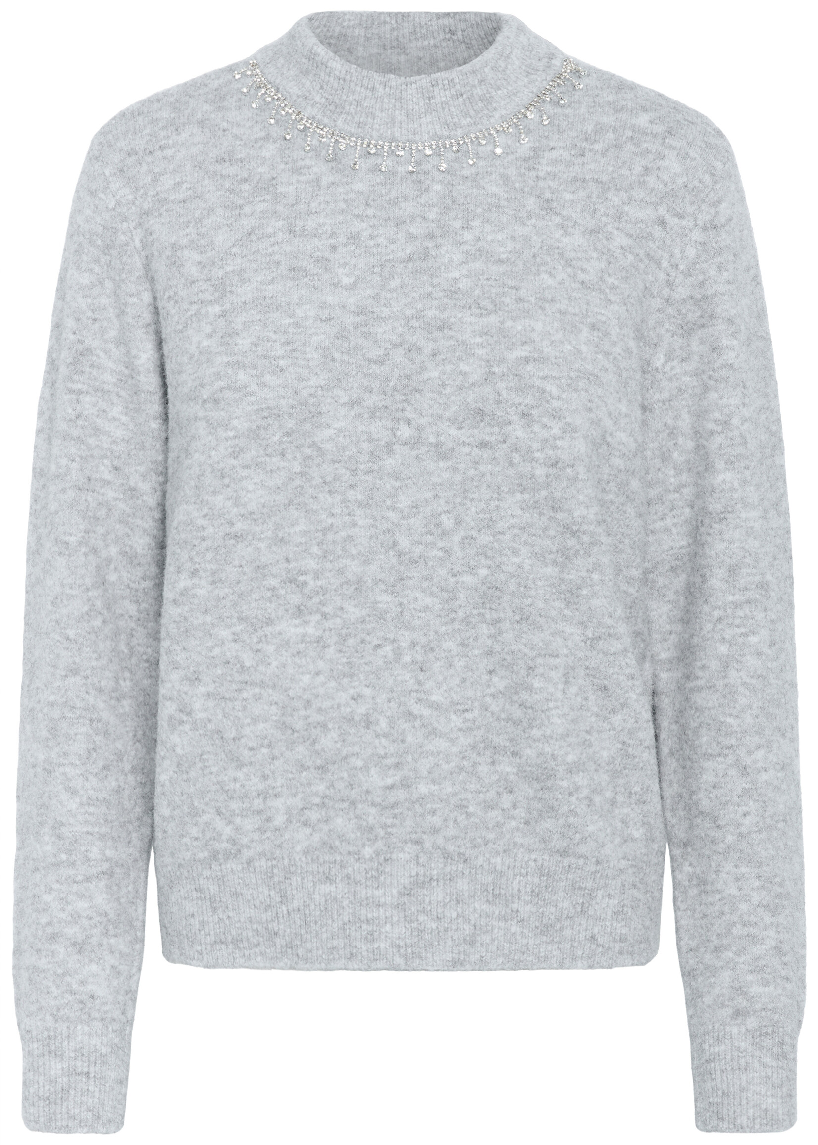 Kaffe Kaffe KAroxy Bejeweled Neckline Crew Sweater