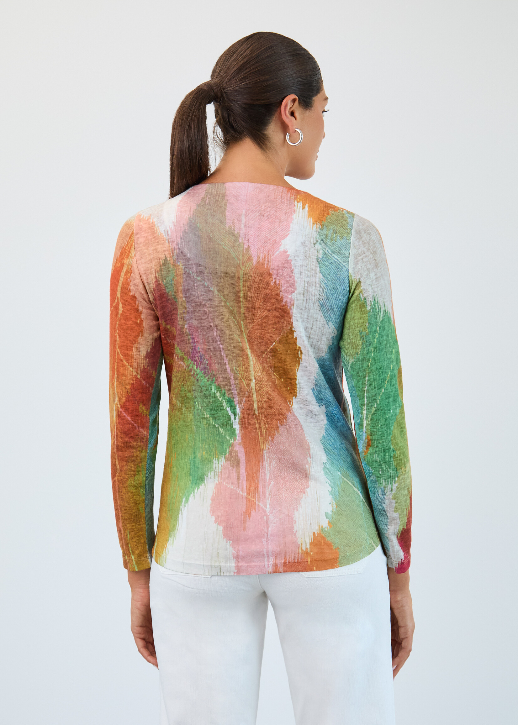 French Dressing Jeans FDJ Leaf Print Vneck Top
