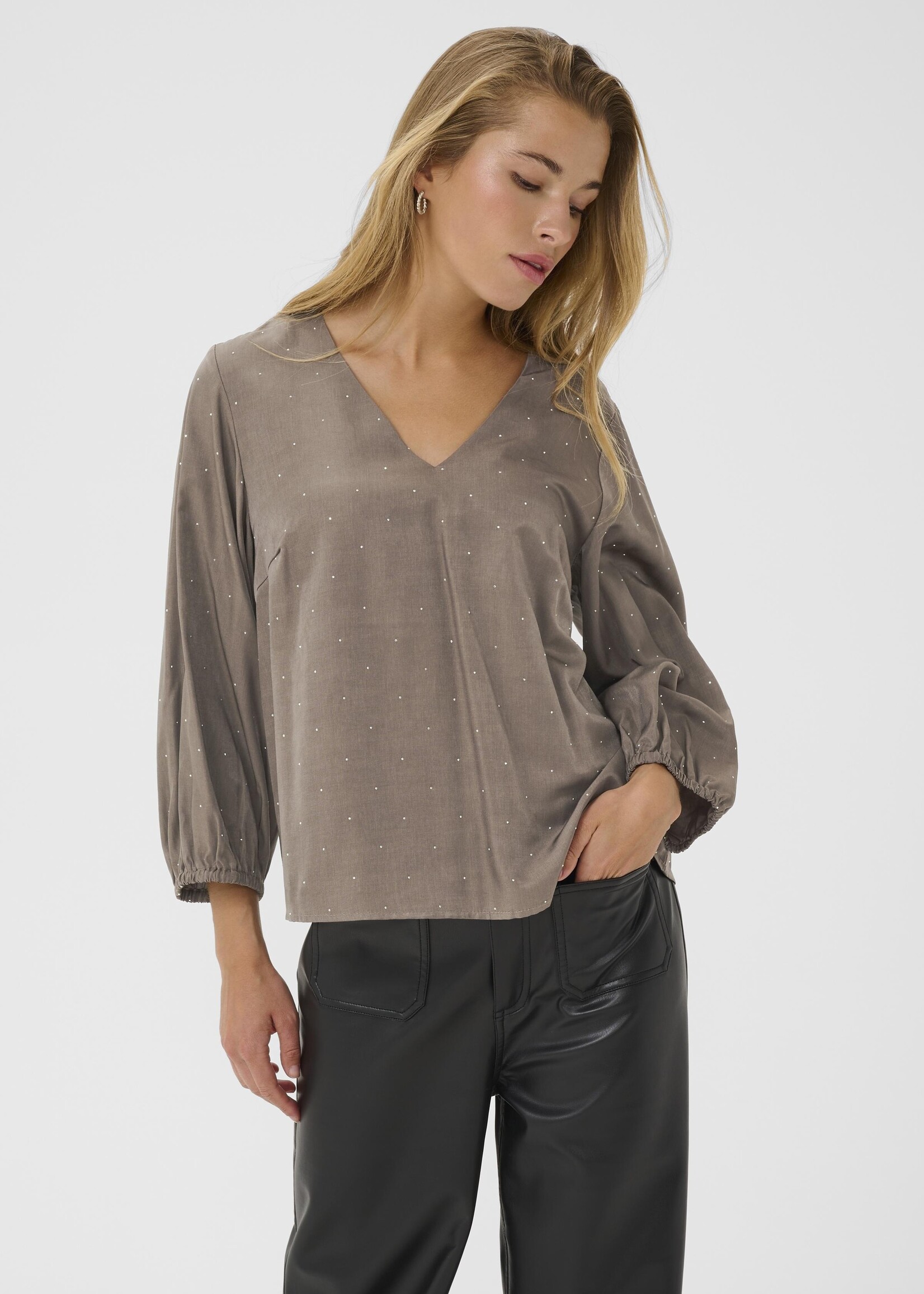 Kaffe Kaffe Ida Sparkle Detail V-neck Blouse