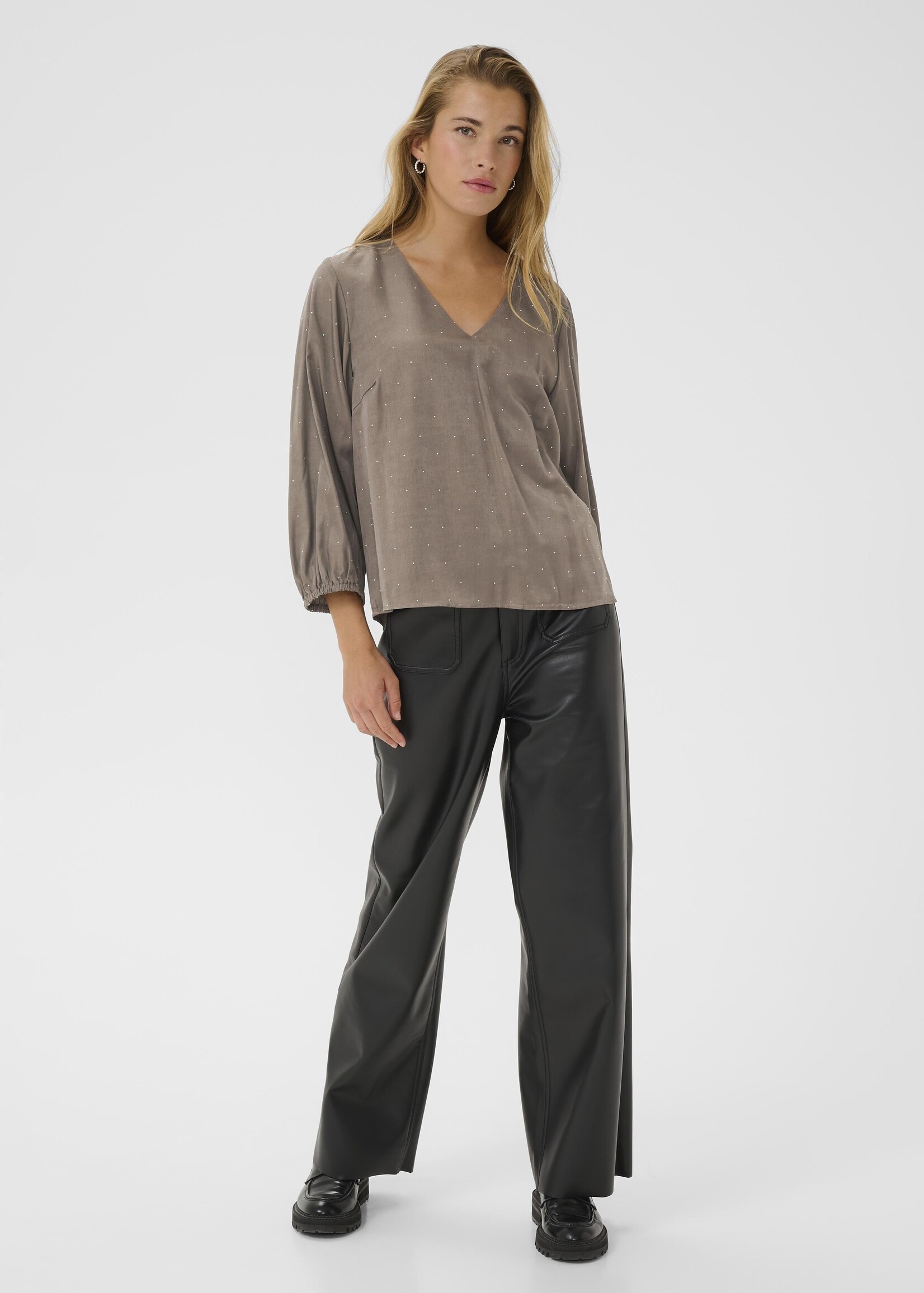 Kaffe Kaffe Ida Sparkle Detail V-neck Blouse