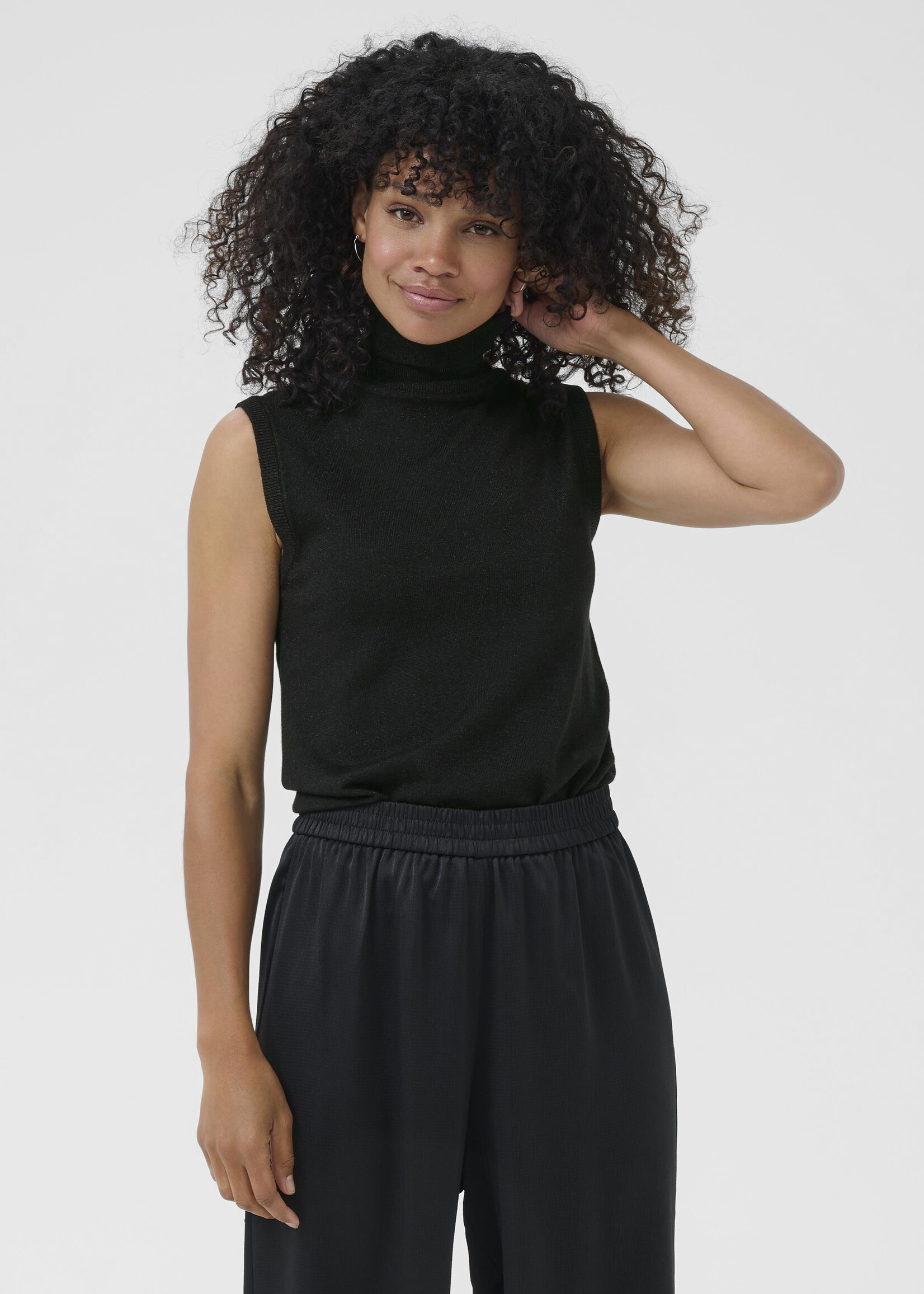 Kaffe Kaffe Regina Sleeveless Sparkle Turtleneck