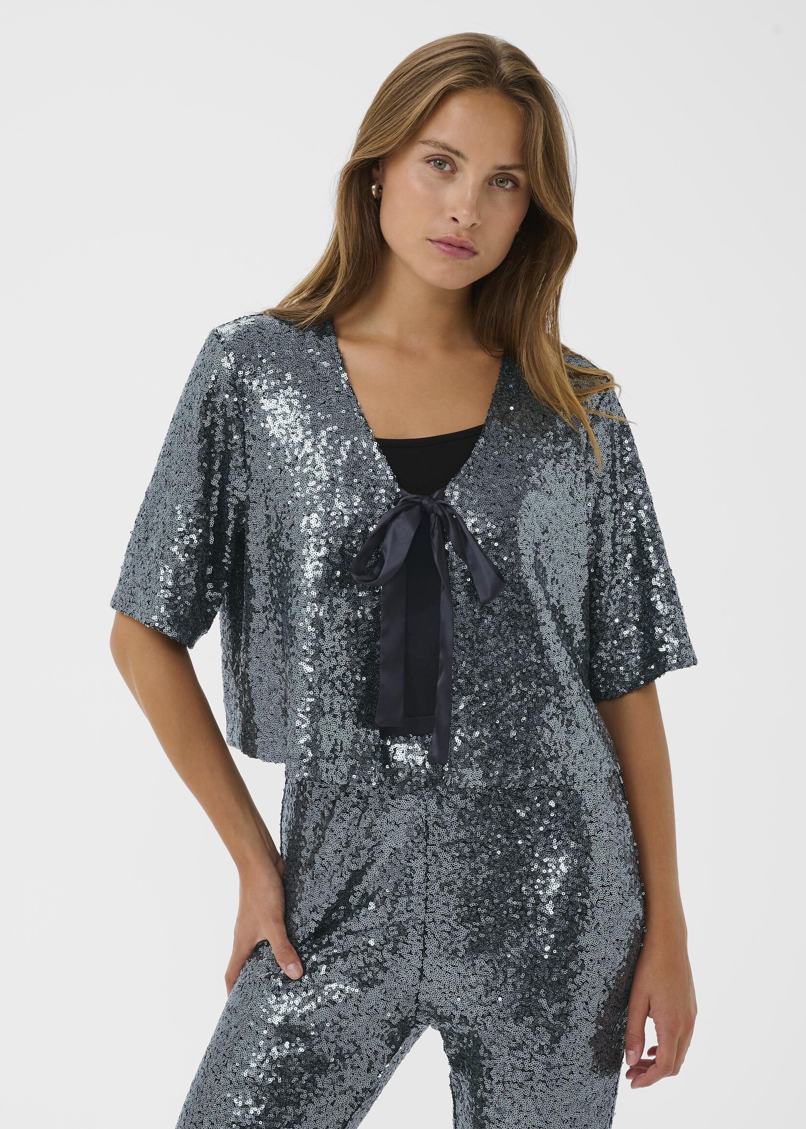 Kaffe Kaffe Lau Bow Tie Sequin Cardi