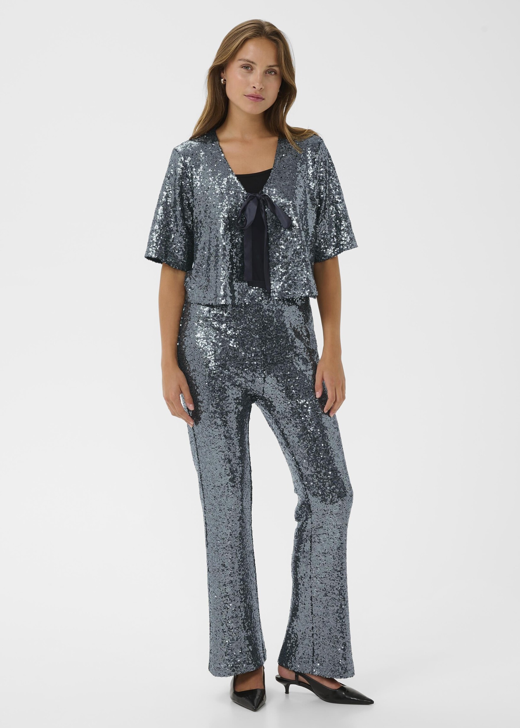 Kaffe Kaffe Lau Bow Tie Sequin Cardi