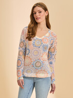 French Dressing Jeans FDJ Floral Open Weave Sweater