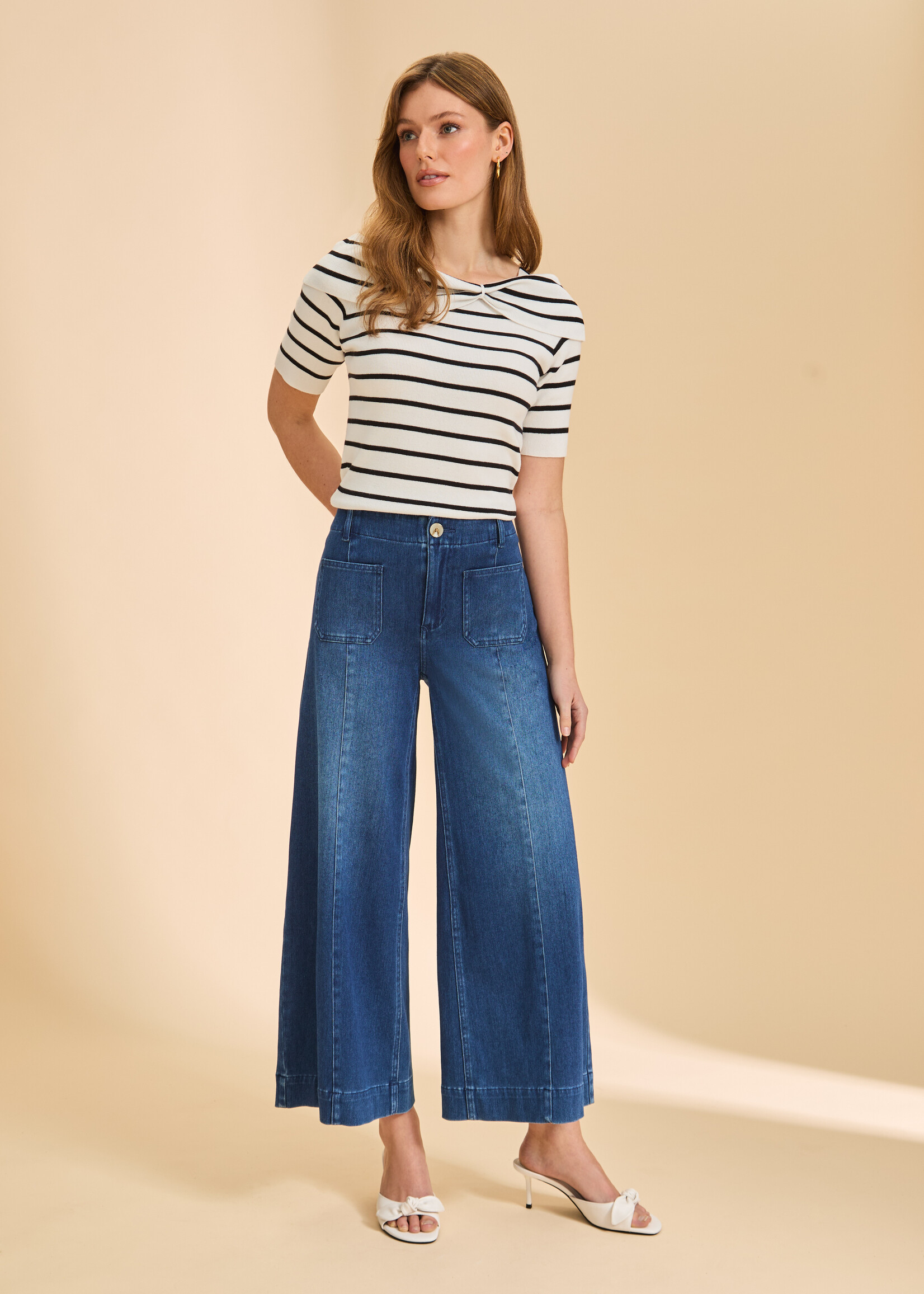 French Dressing Jeans FDJ Front Pocket Wide Leg Denim Crop