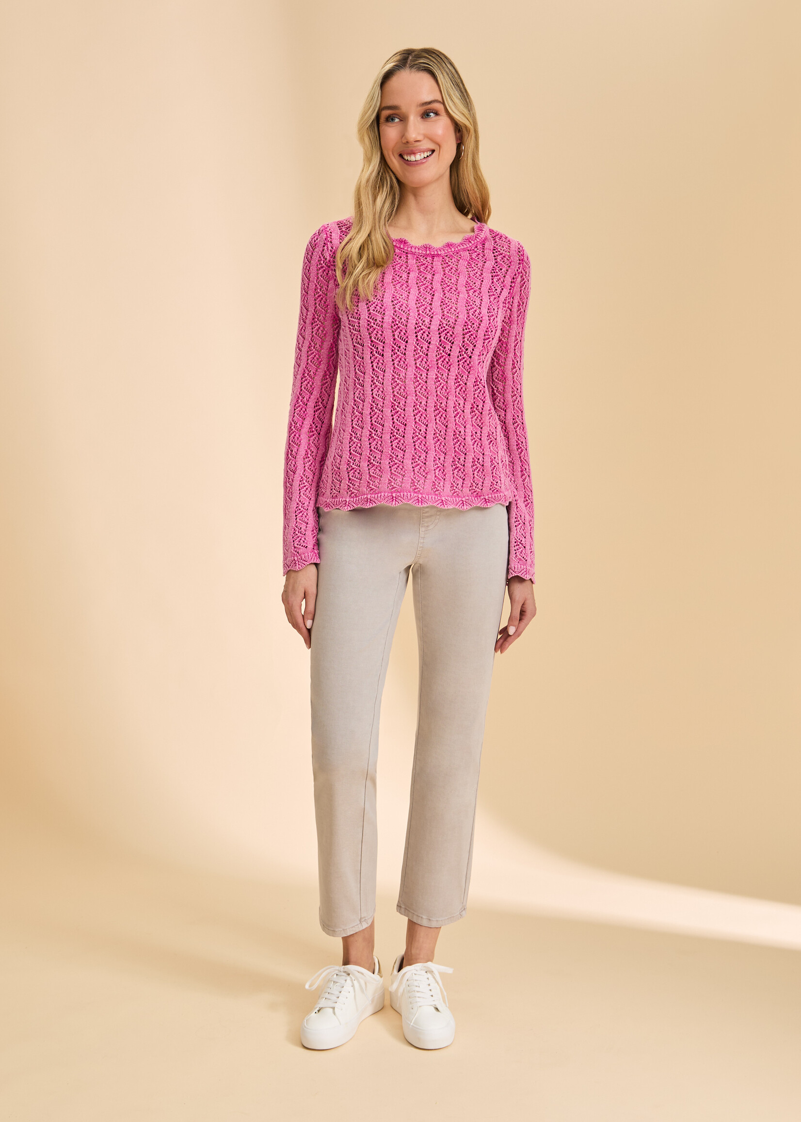 French Dressing Jeans FDJ Scallop Open Weave Sweater