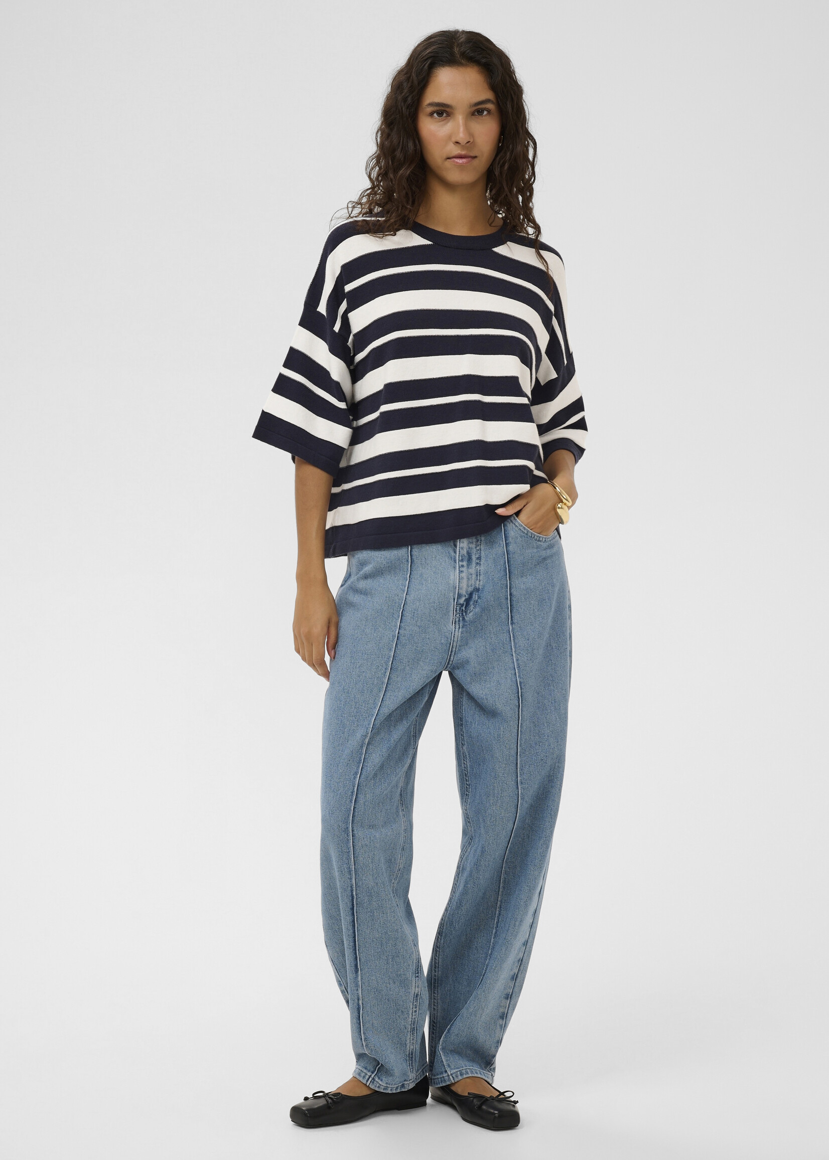 Soaked Soaked Striped Short Sleeve Sweater