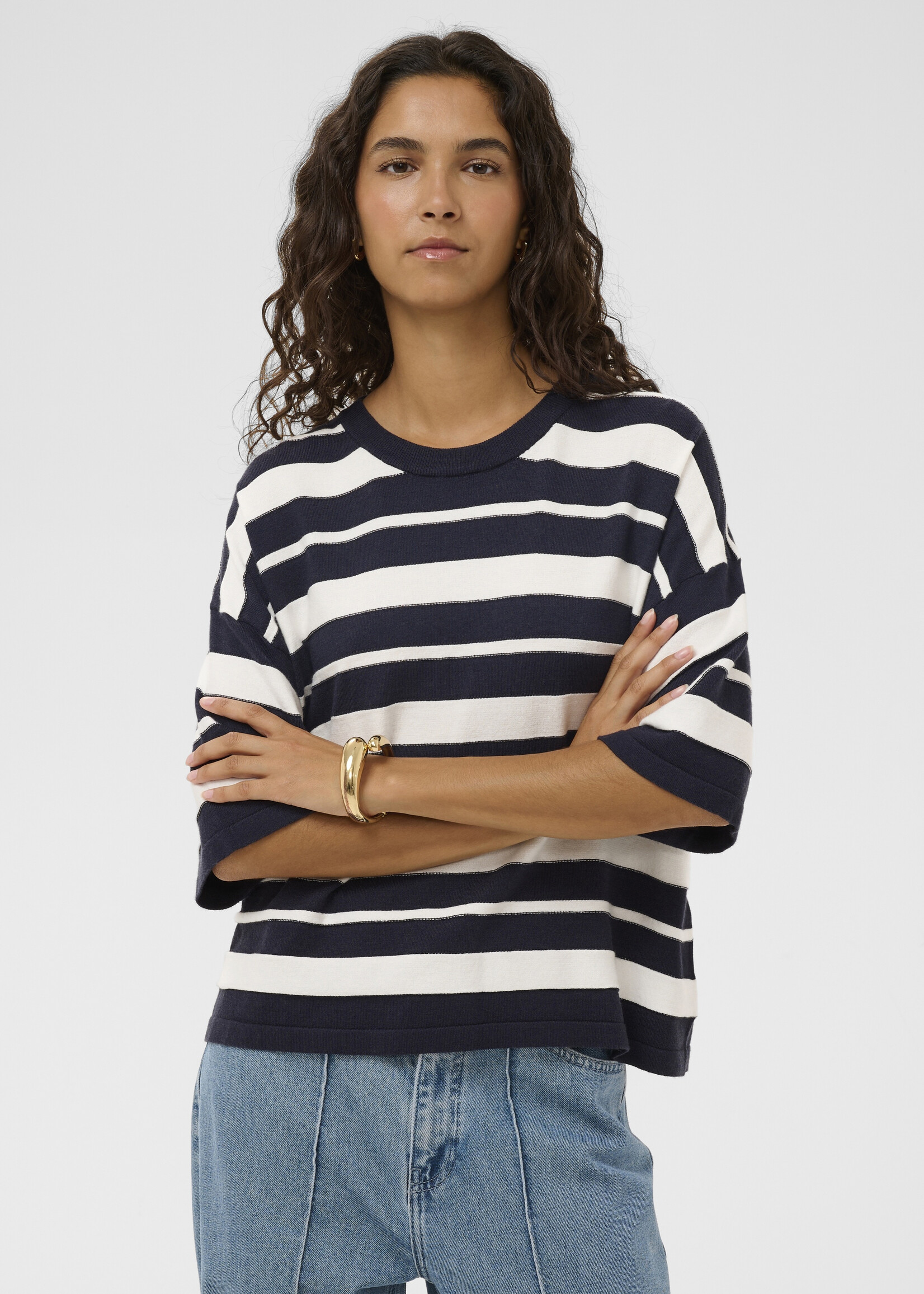 Soaked Soaked Striped Short Sleeve Sweater