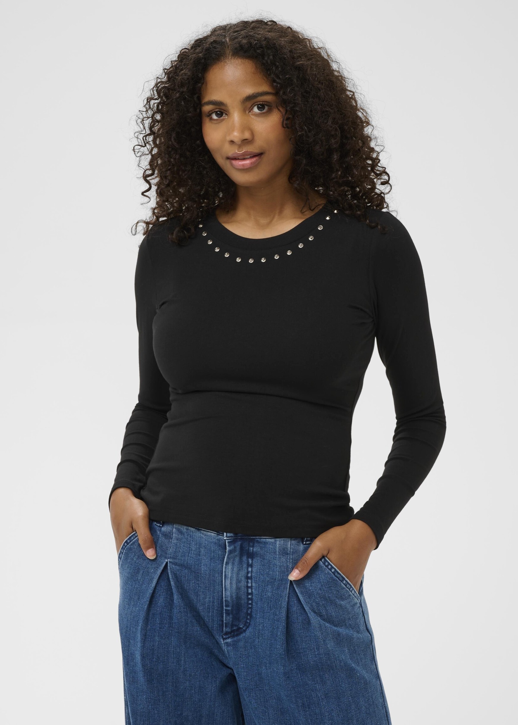 Kaffe Kaffe Marty Rhinestone Neckline Tee