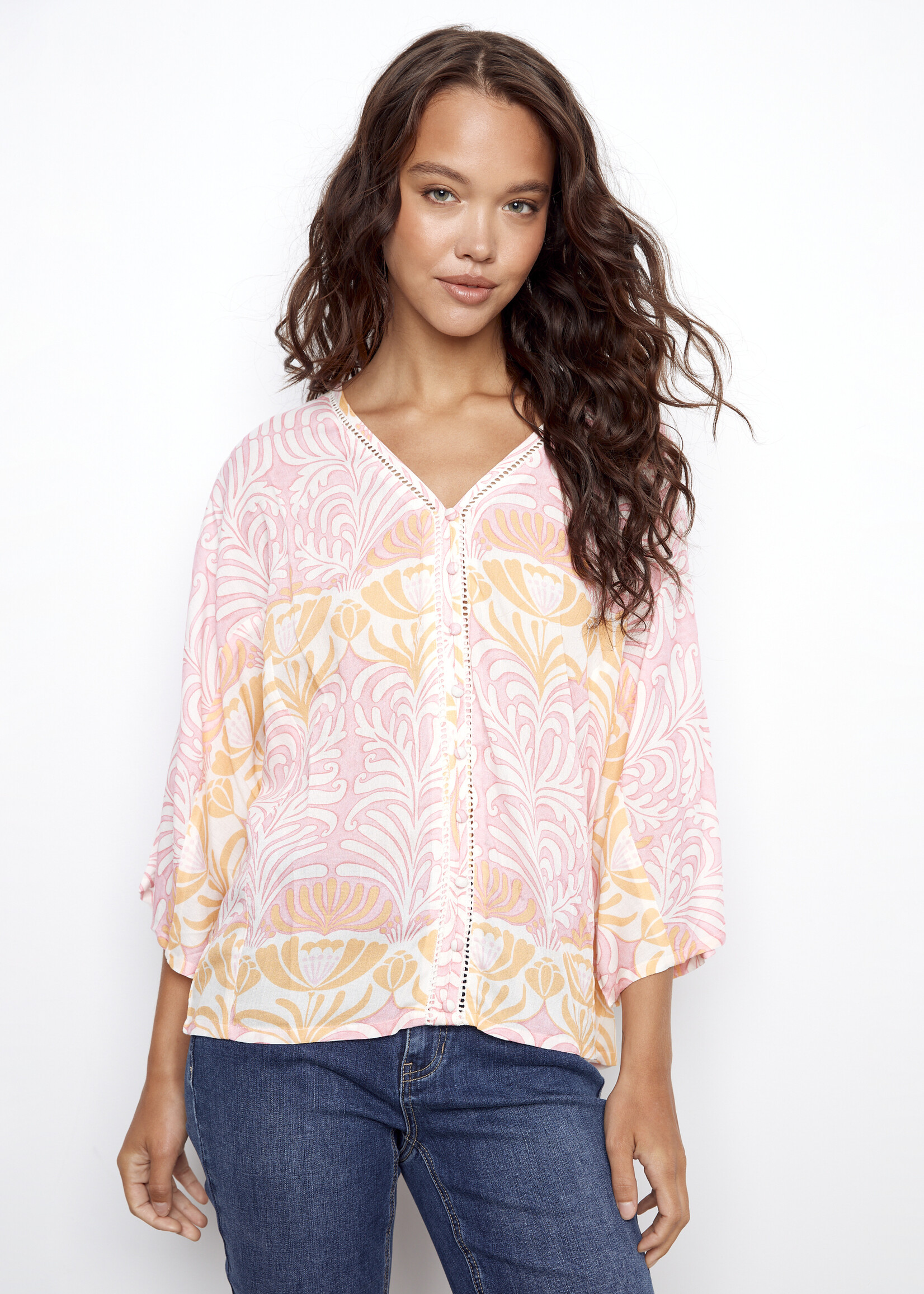 Charlie B Charlie B V-neck Button Front Blouse