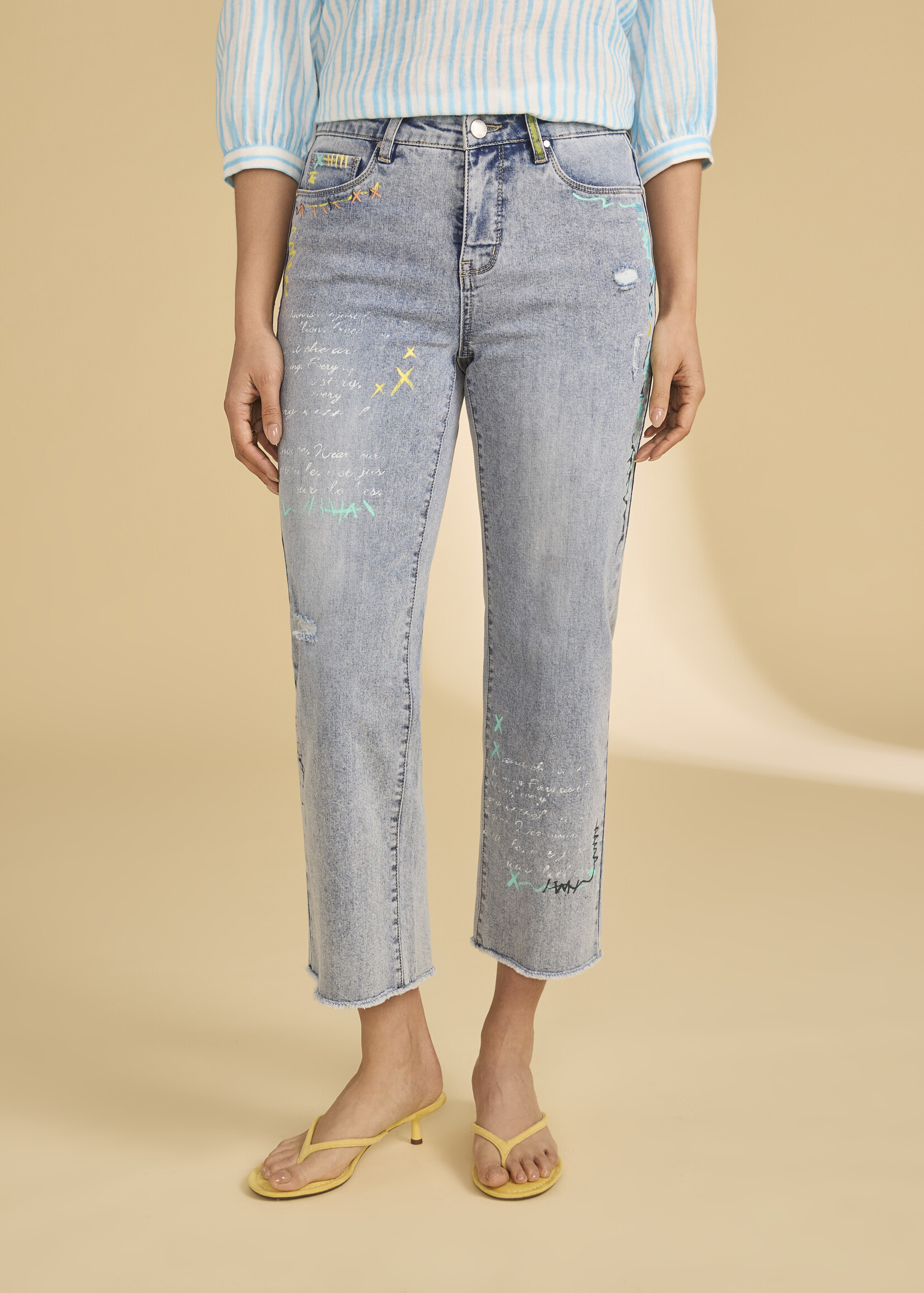 French Dressing Jeans FDJ Girlfriend Graffiti Cropped Jean