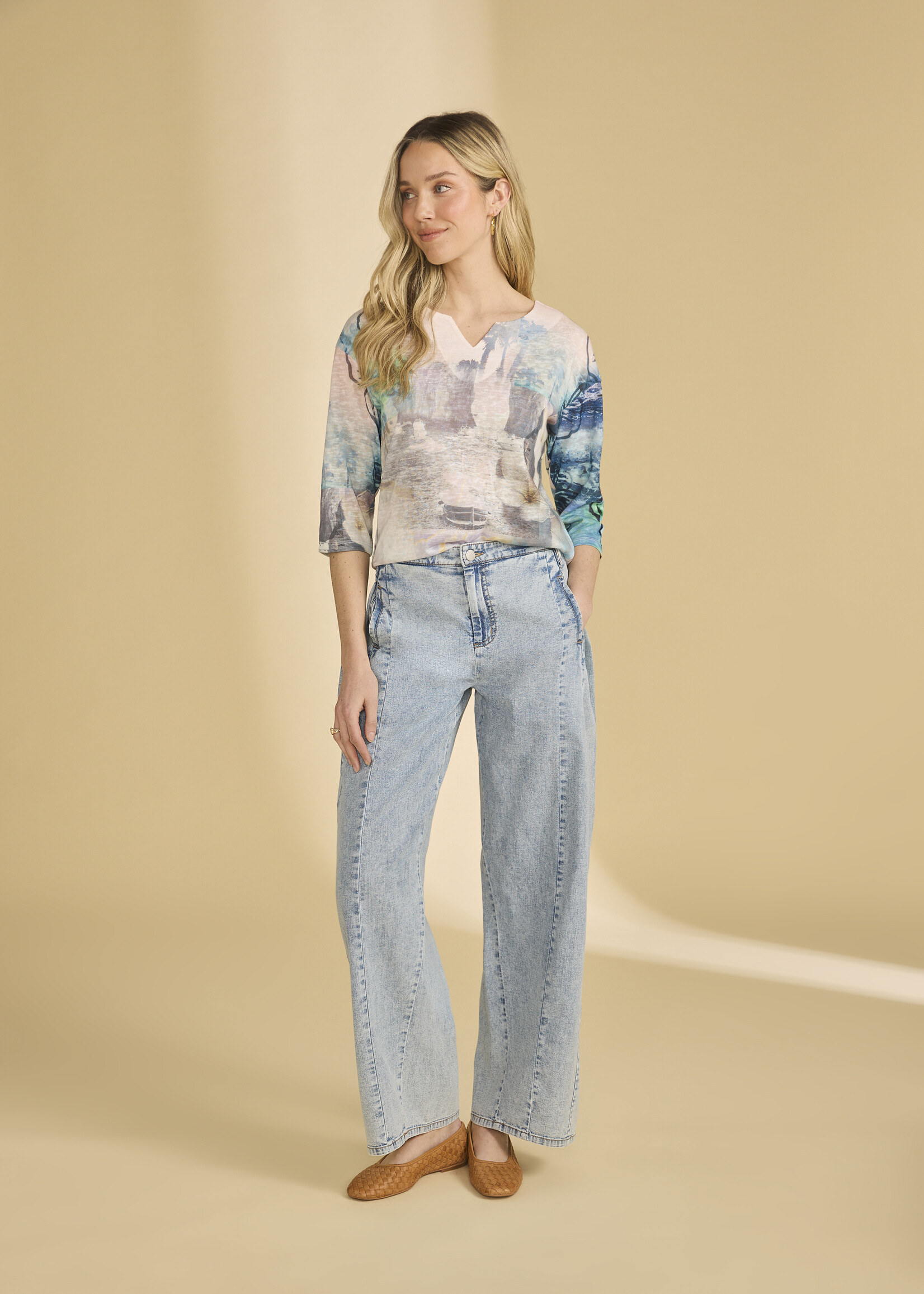 French Dressing Jeans FDJ Notch Neck Top